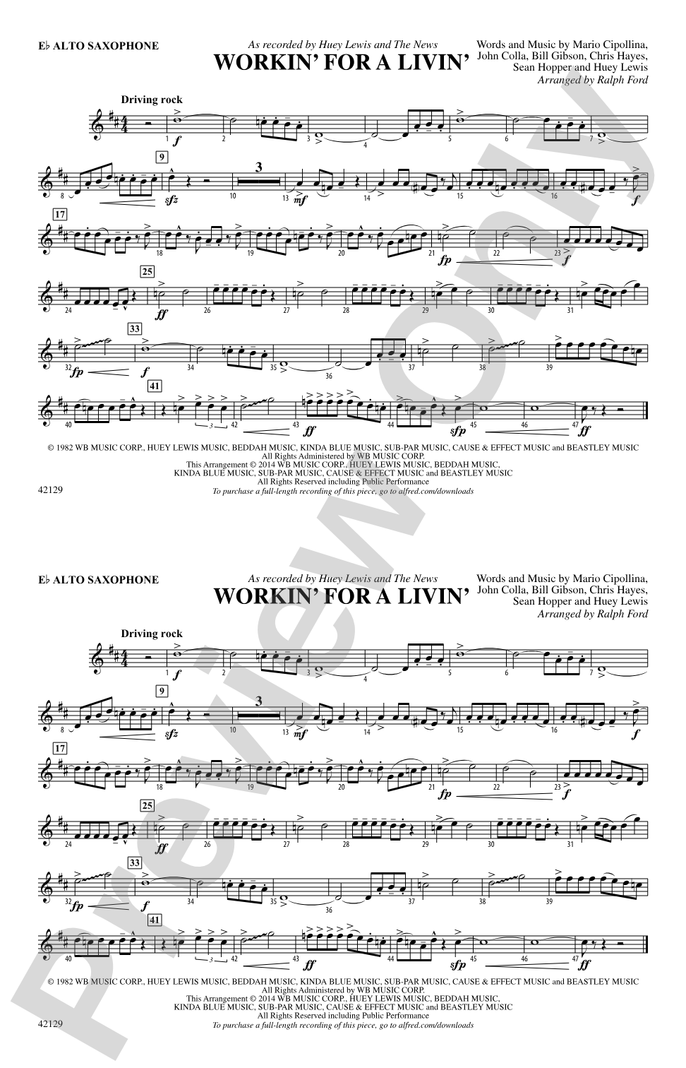 Workin' for a Livin': E-flat Alto Saxophone