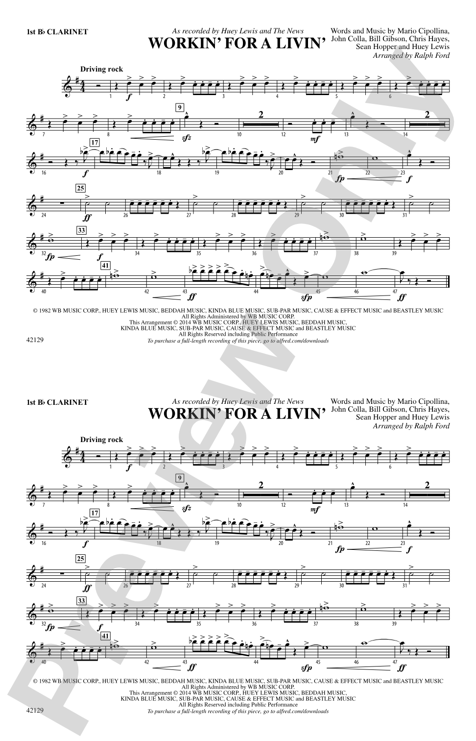 Workin' for a Livin': 1st B-flat Clarinet