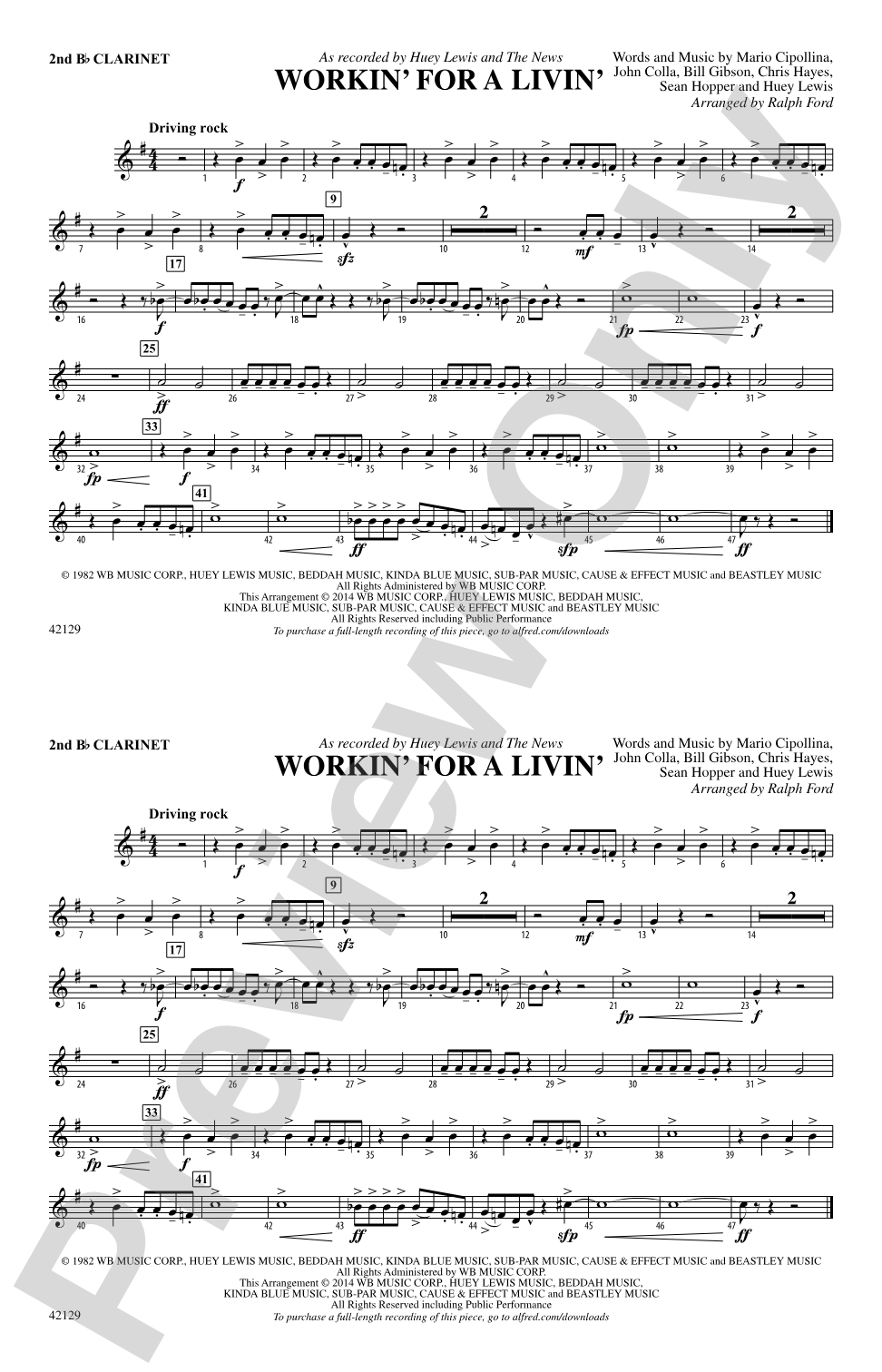 Workin' for a Livin': 2nd B-flat Clarinet
