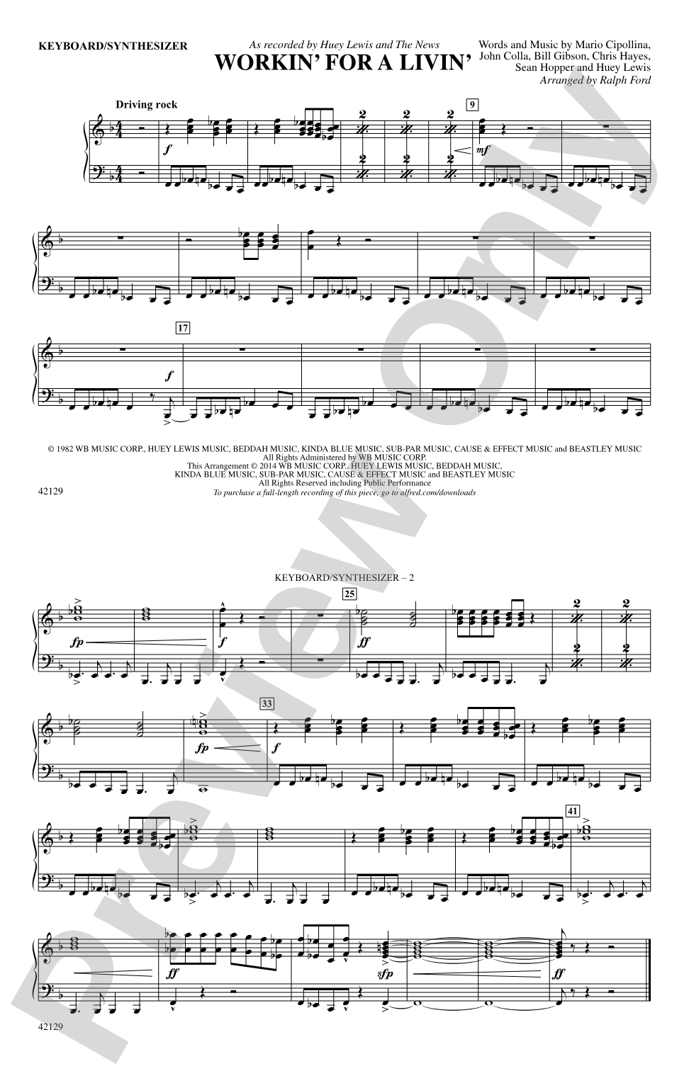 Workin' for a Livin': Piano Accompaniment