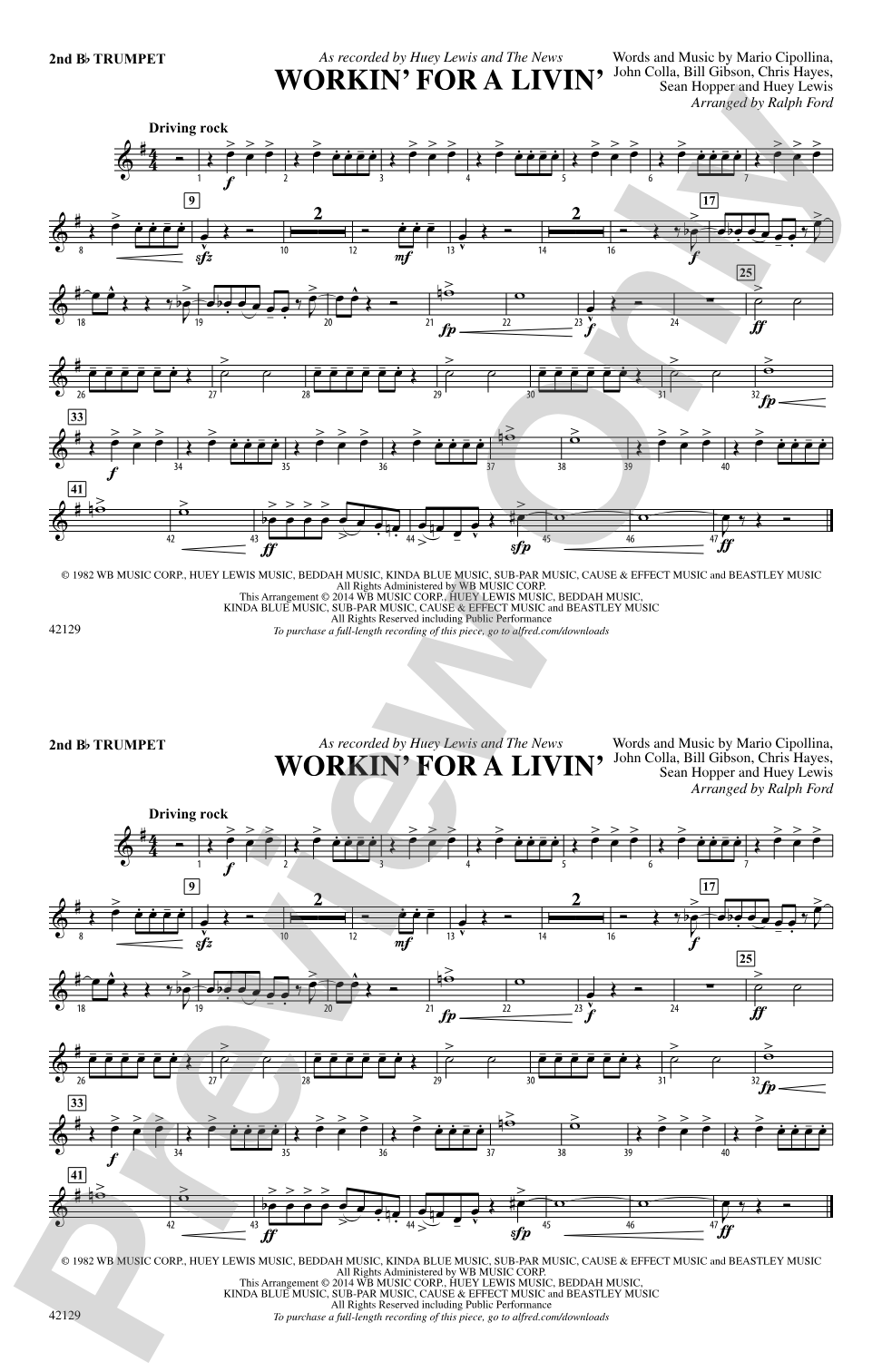 Workin' for a Livin': 2nd B-flat Trumpet