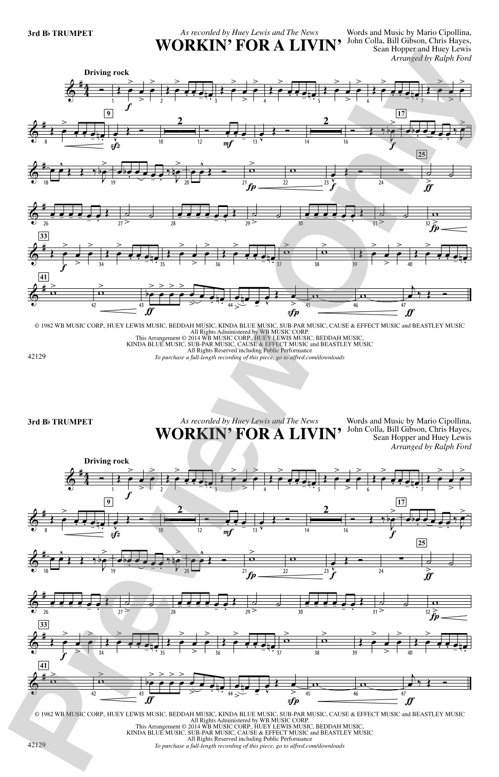 Workin' for a Livin': 3rd B-flat Trumpet