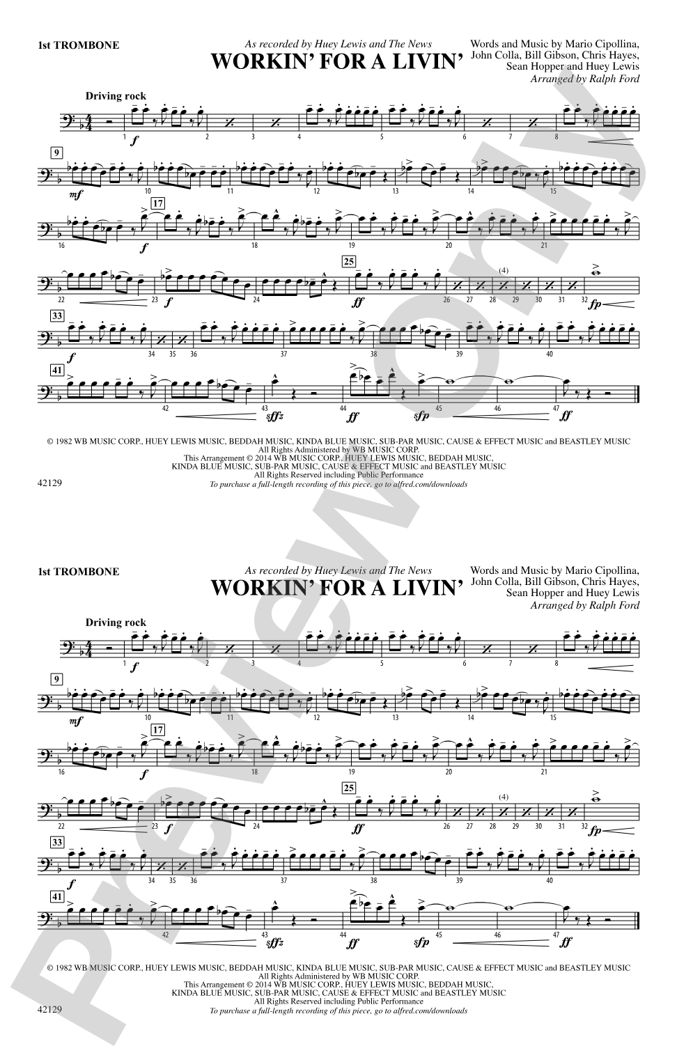 Workin' for a Livin': 1st Trombone