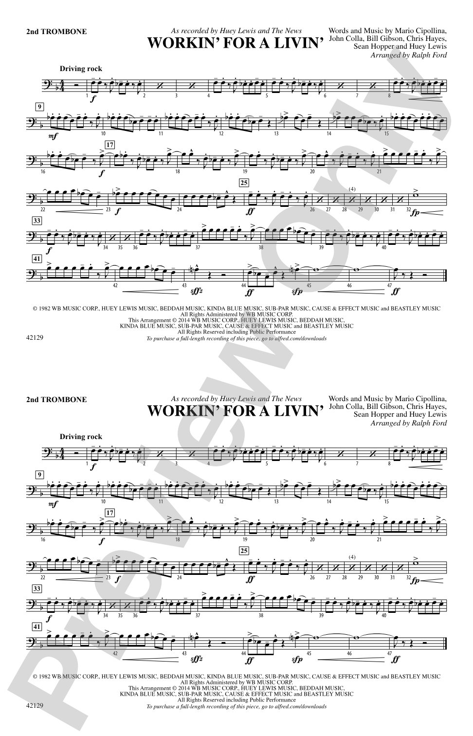Workin' for a Livin': 2nd Trombone