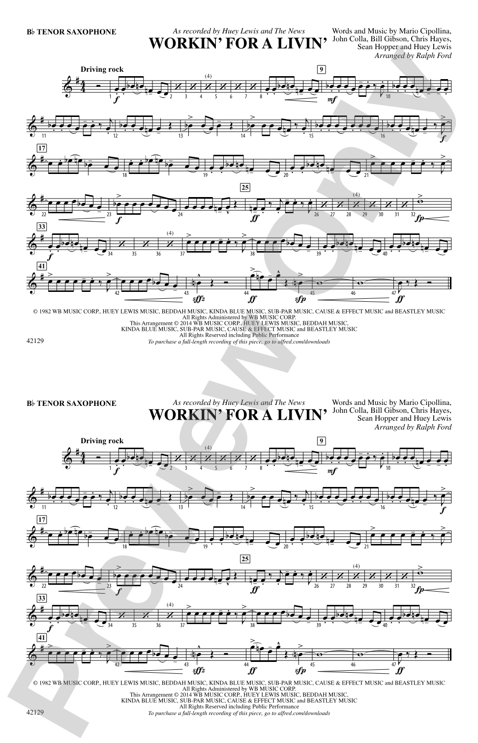 Workin' for a Livin': B-flat Tenor Saxophone
