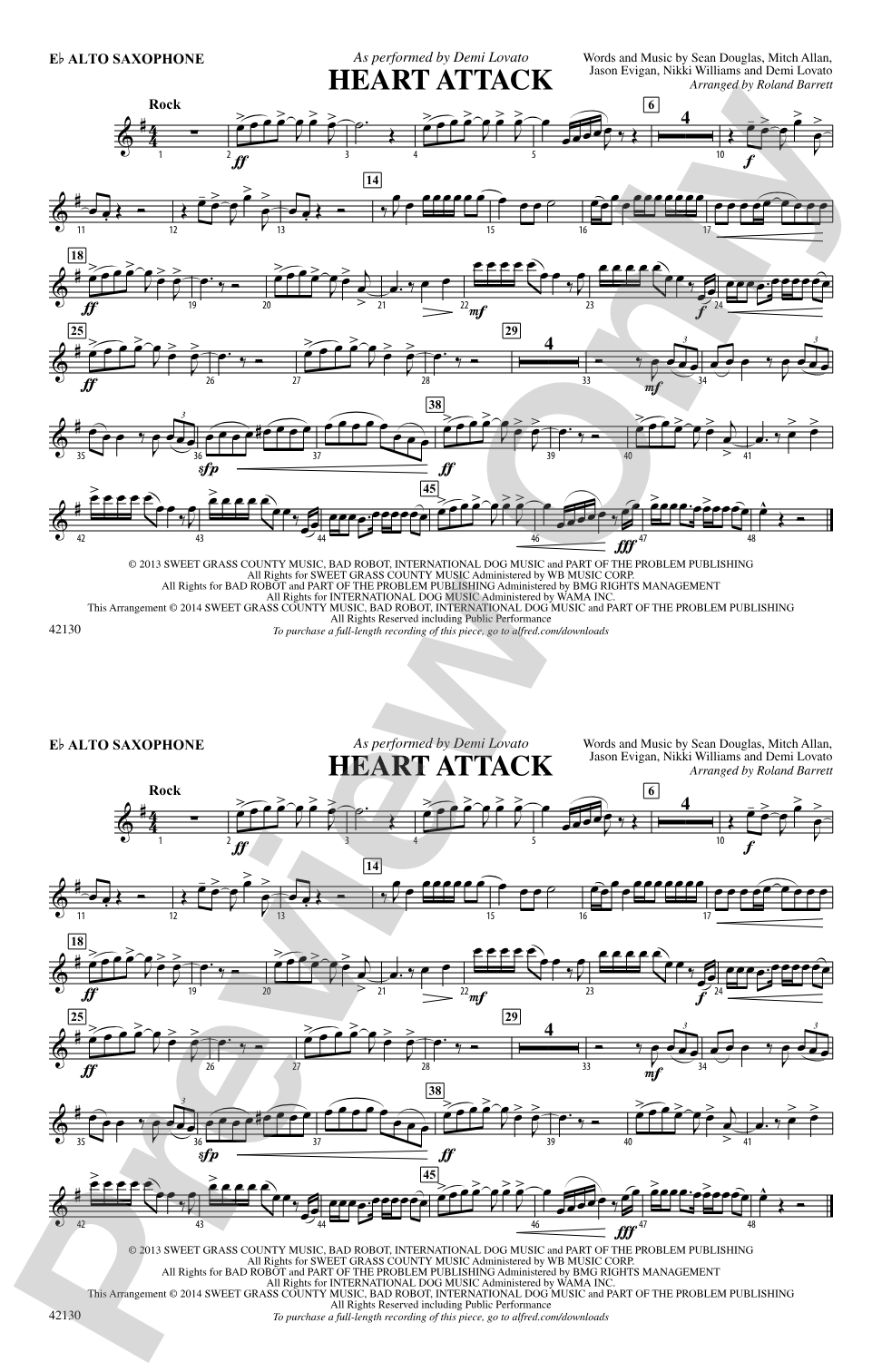 Heart Attack: E-flat Alto Saxophone