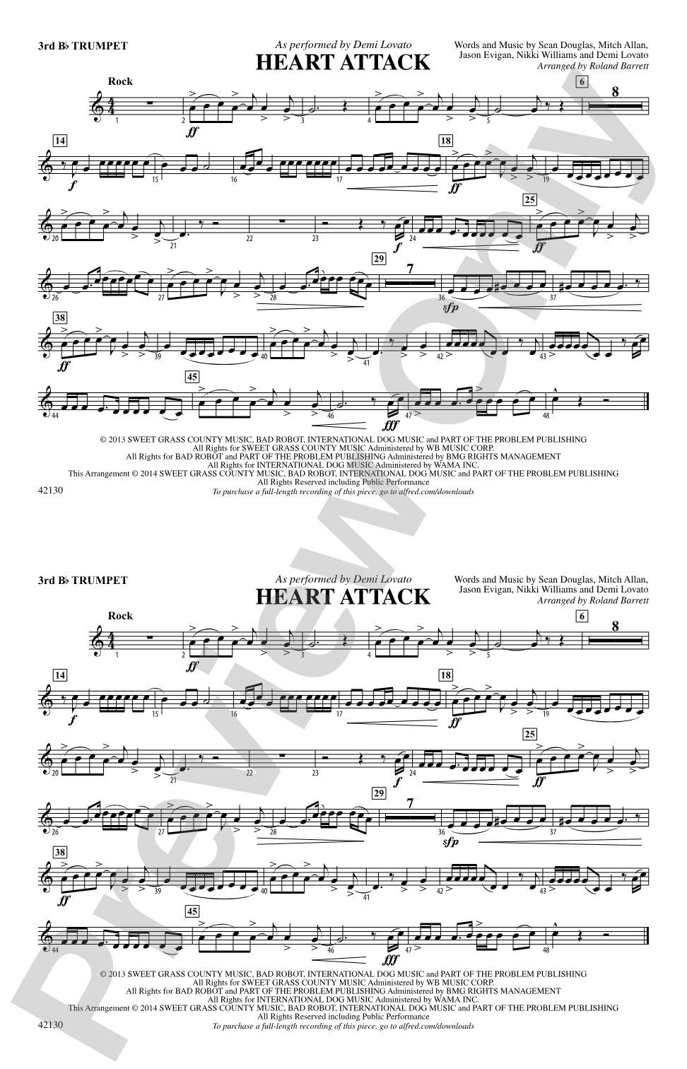 Heart Attack: 3rd B-flat Trumpet