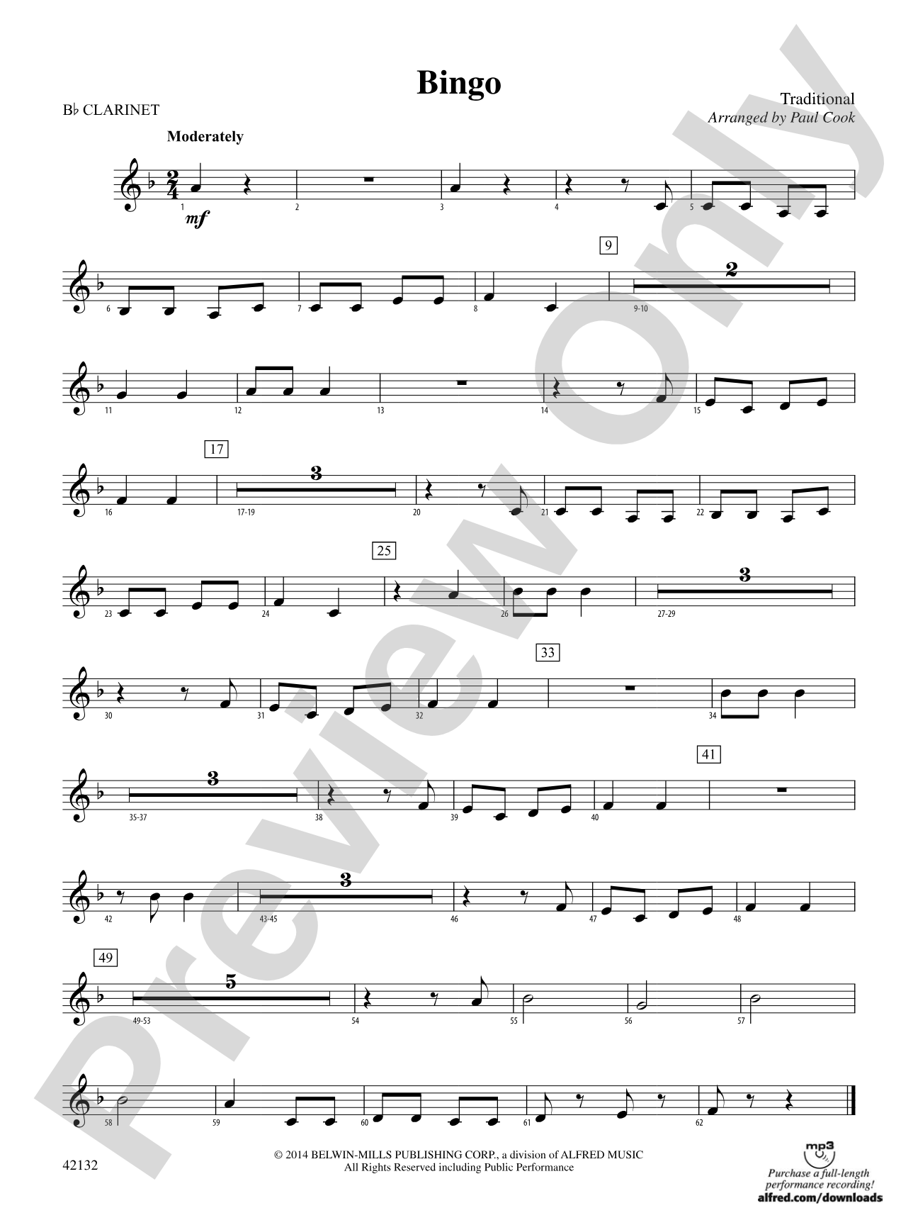 Bingo: 1st B-flat Clarinet