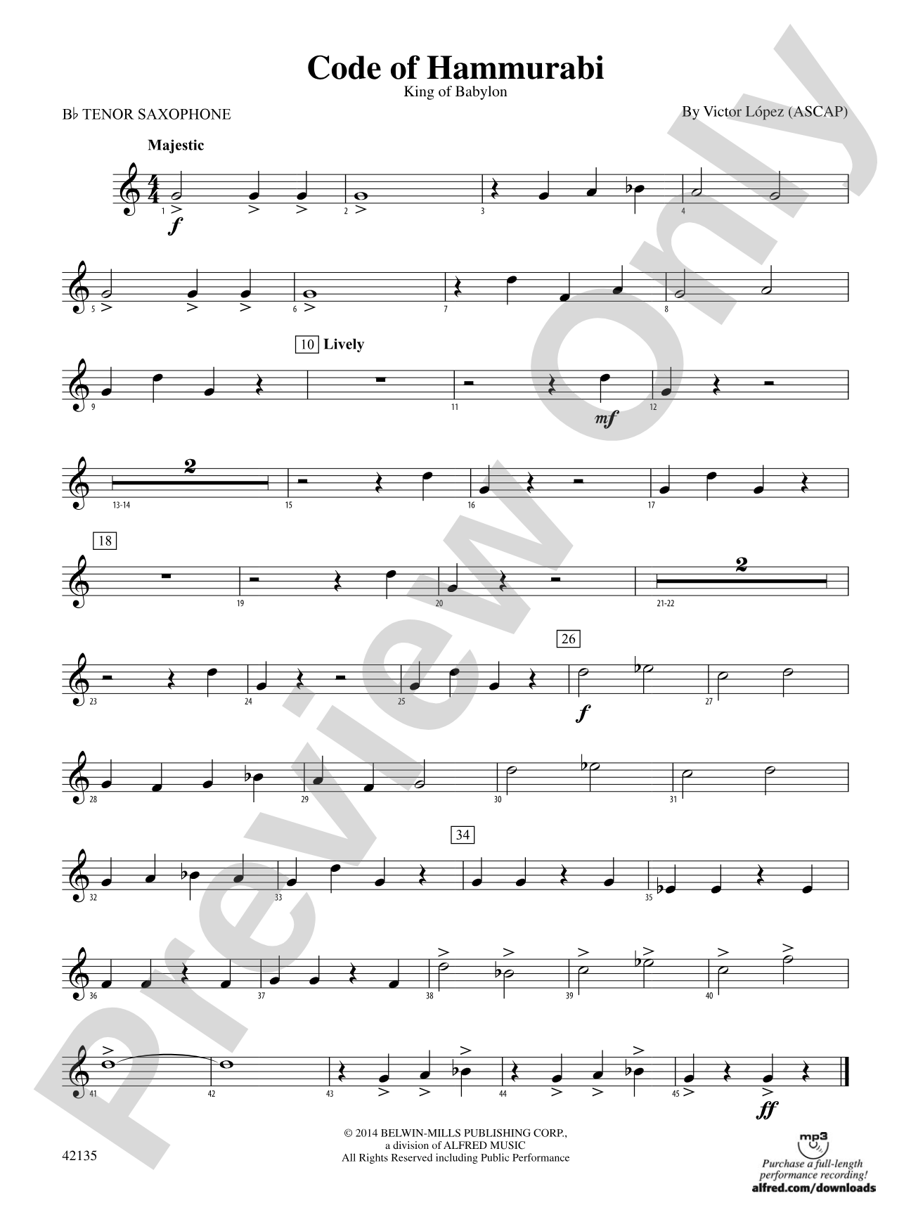 Code of Hammurabi: B-flat Tenor Saxophone