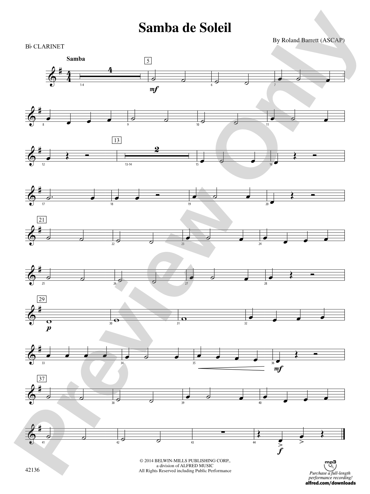 Samba de Soleil: 1st B-flat Clarinet