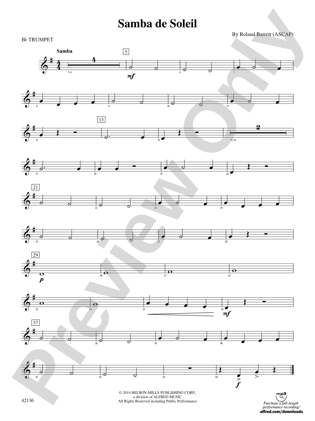 Samba de Soleil: 1st B-flat Trumpet