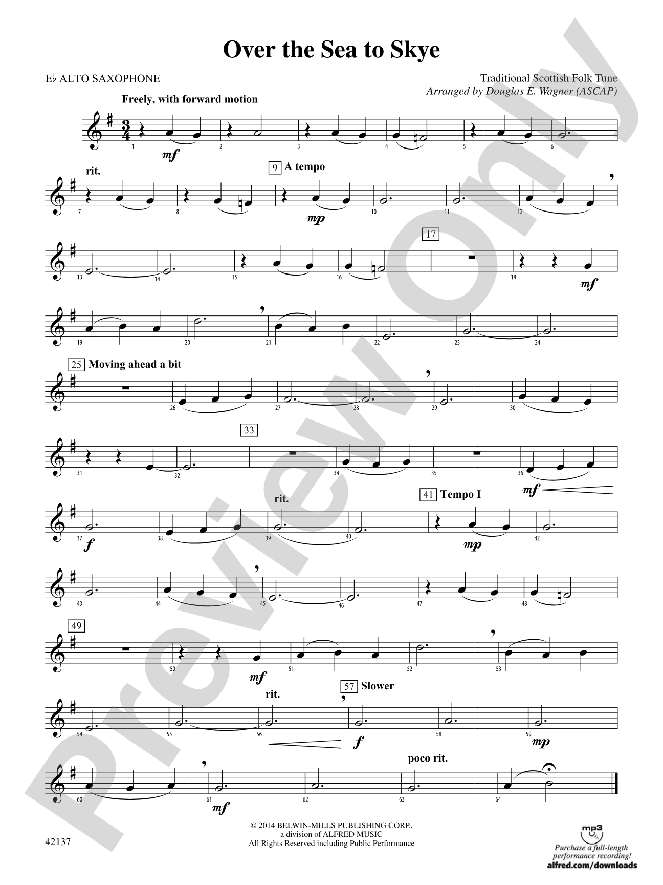 Over the Sea to Skye: E-flat Alto Saxophone