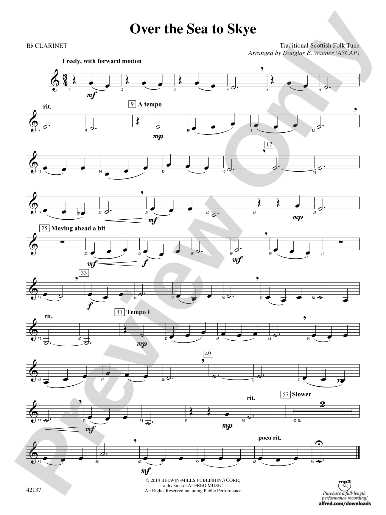Over the Sea to Skye: 1st B-flat Clarinet