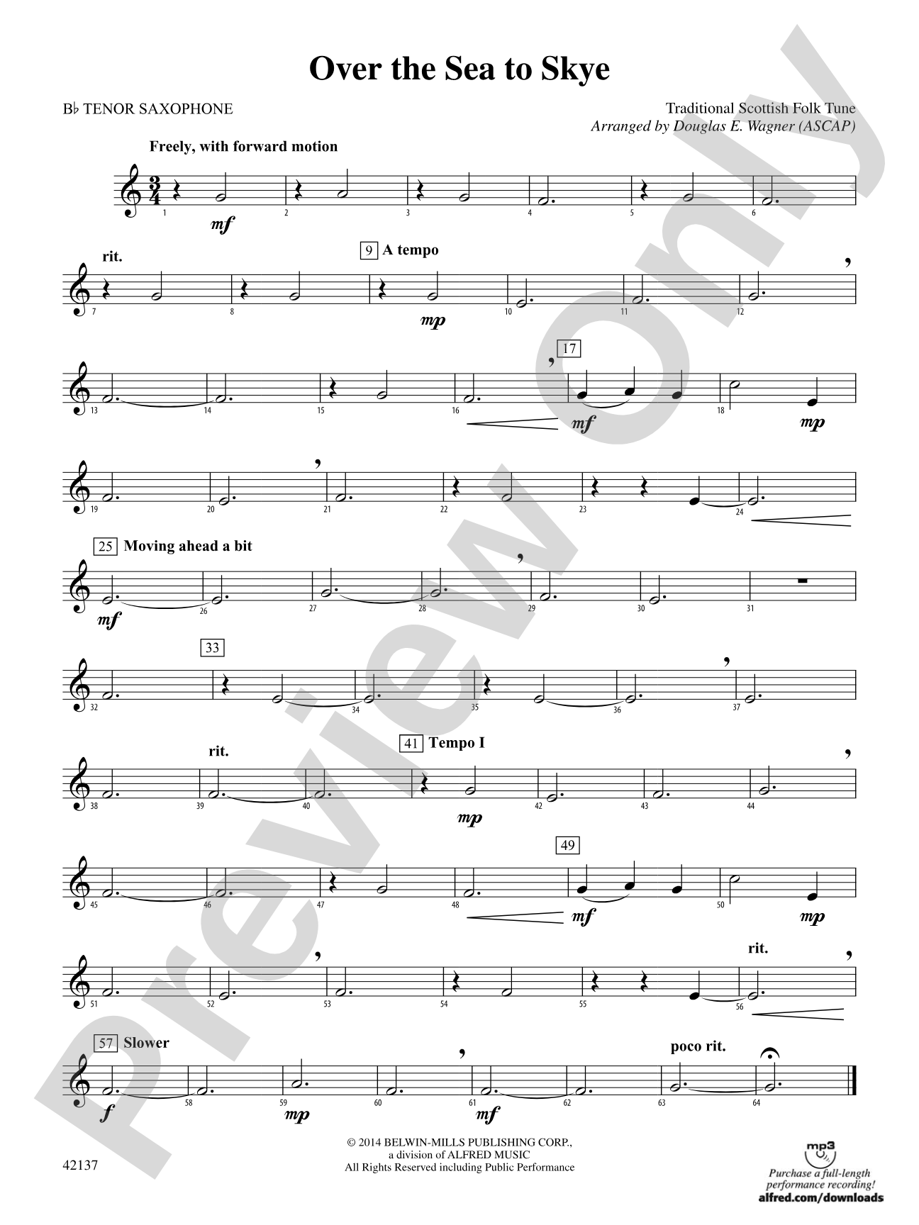 Over the Sea to Skye: B-flat Tenor Saxophone
