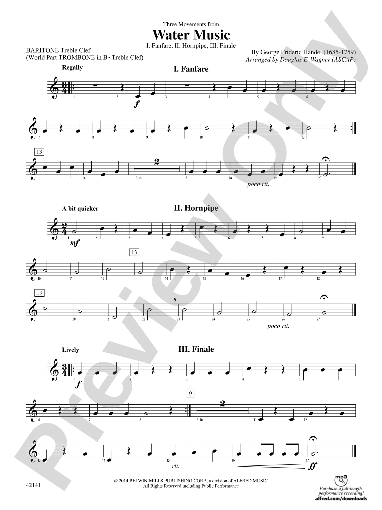 Three Movements from Water Music: Baritone T.C.