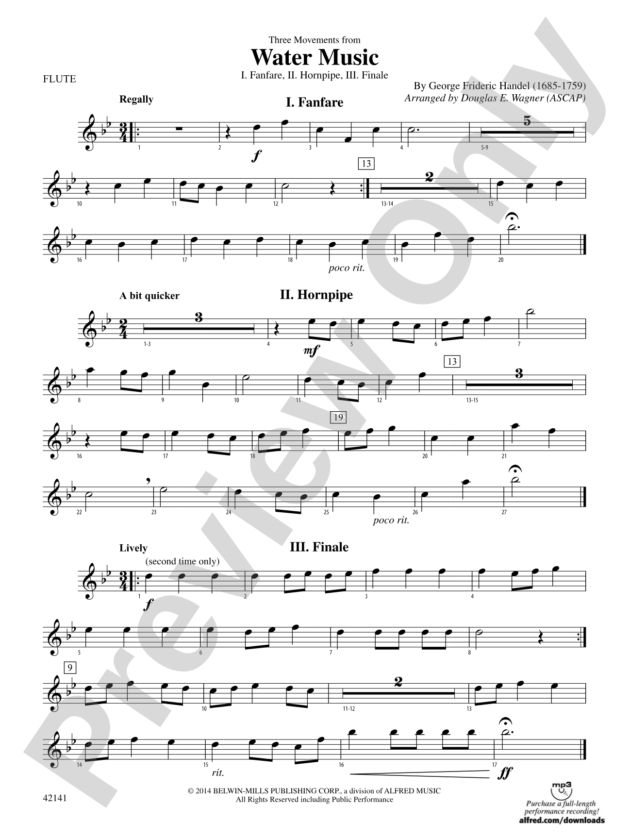 Three Movements from Water Music: Flute
