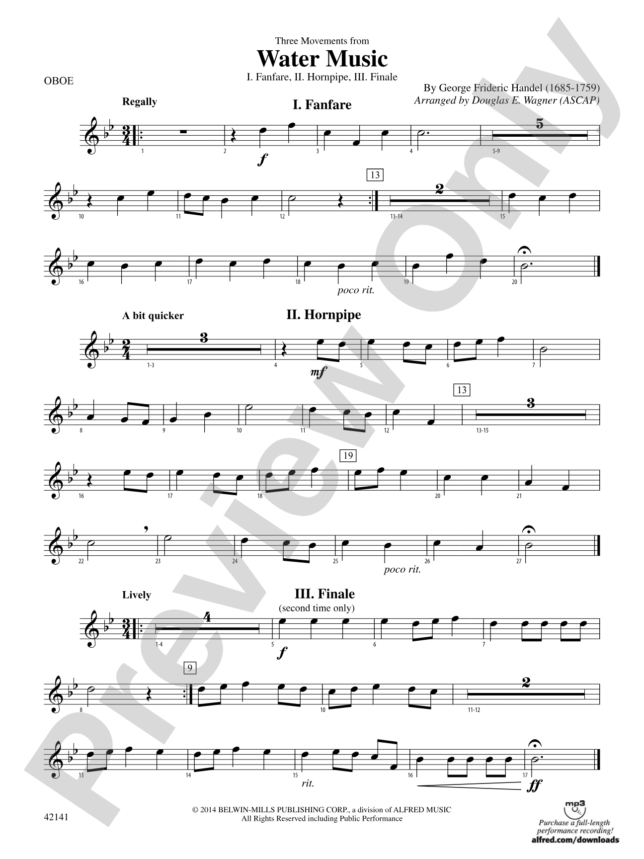 Three Movements from Water Music: Oboe