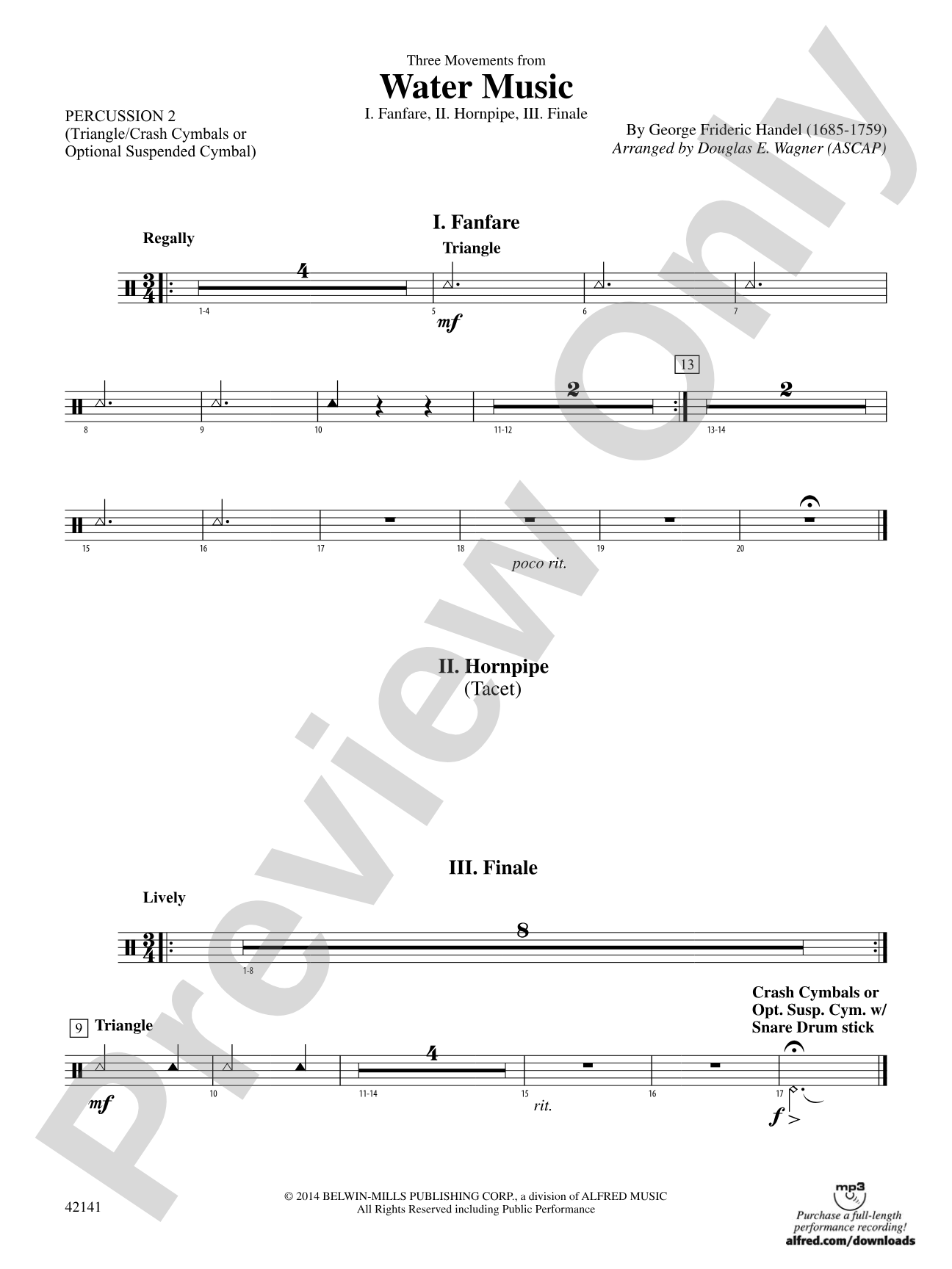 Three Movements from Water Music: 2nd Percussion