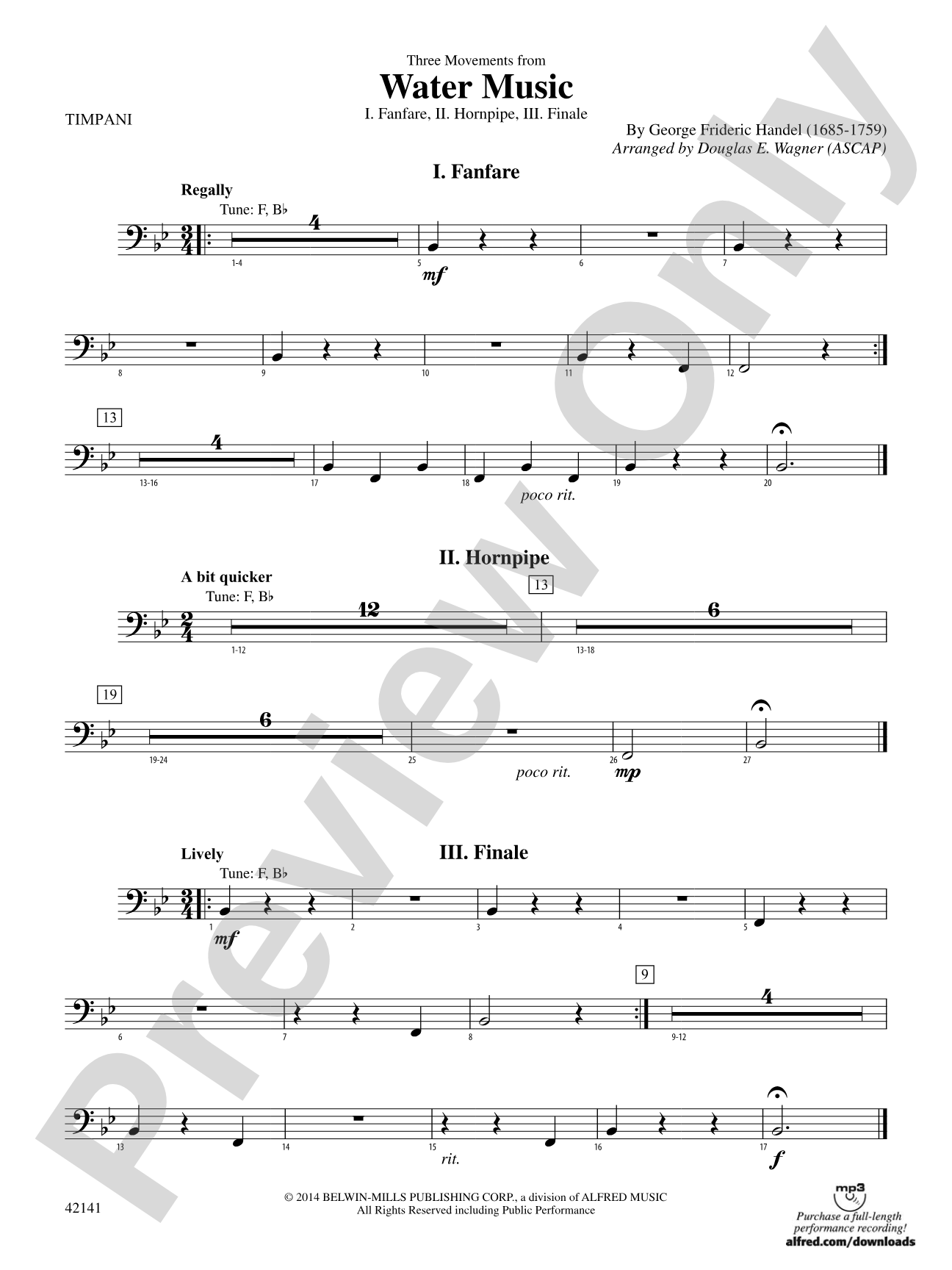 Three Movements from Water Music: Timpani