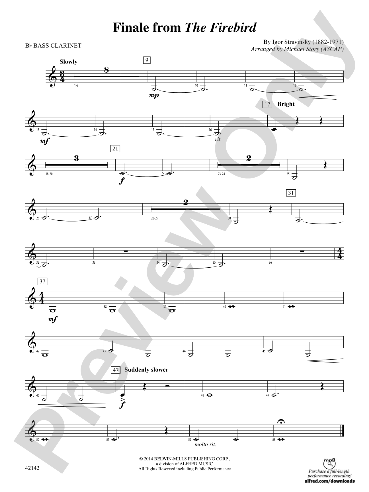 Finale from The Firebird: B-flat Bass Clarinet