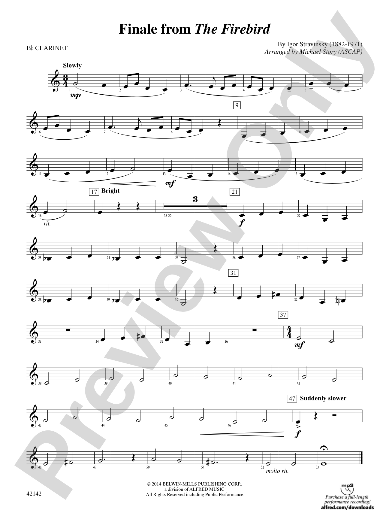 Finale from The Firebird: 1st B-flat Clarinet