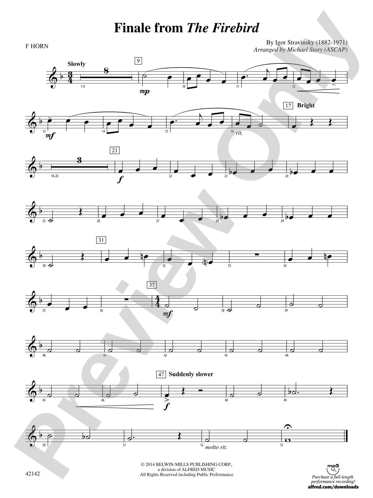 Finale from The Firebird: 1st F Horn