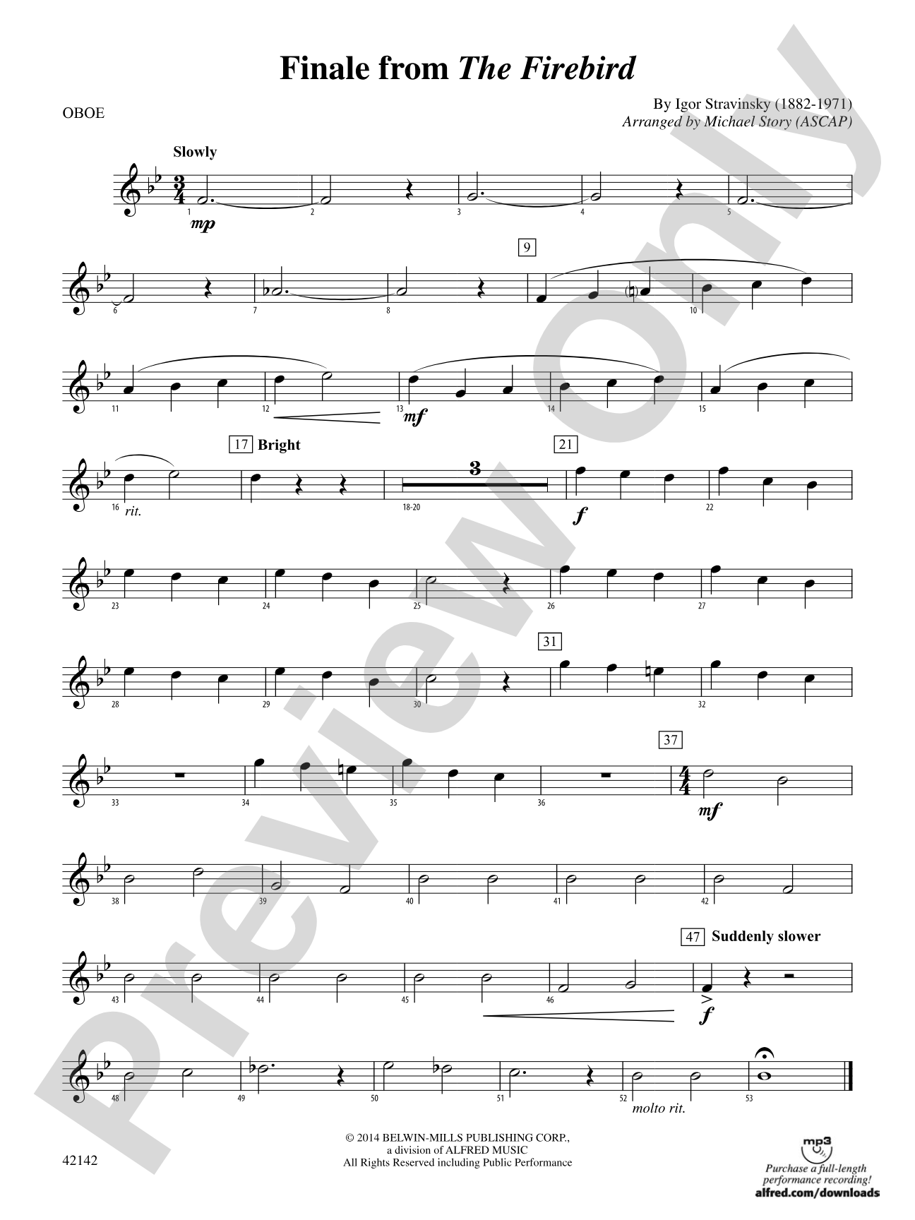 Finale from The Firebird: Oboe