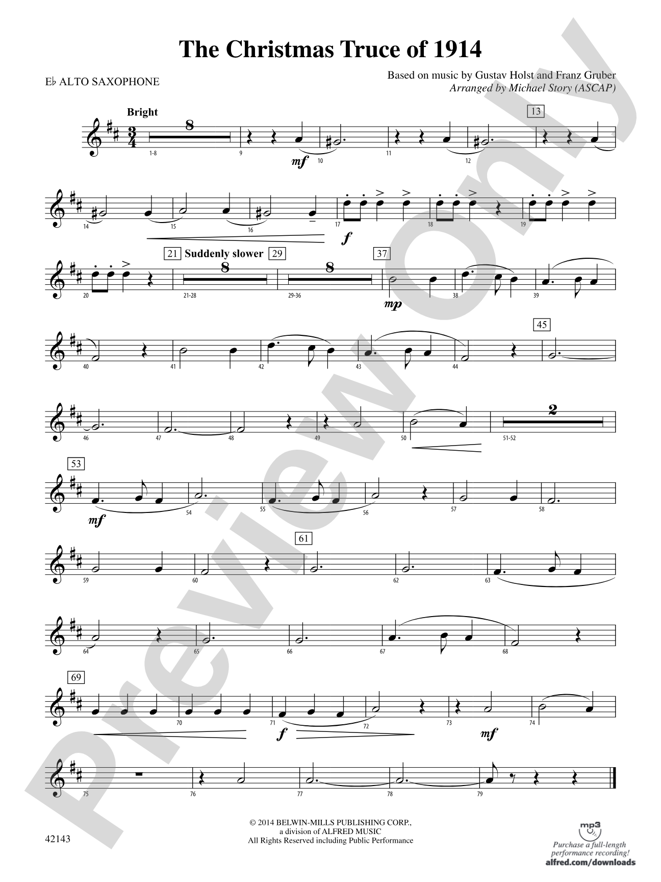 The Christmas Truce of 1914: E-flat Alto Saxophone