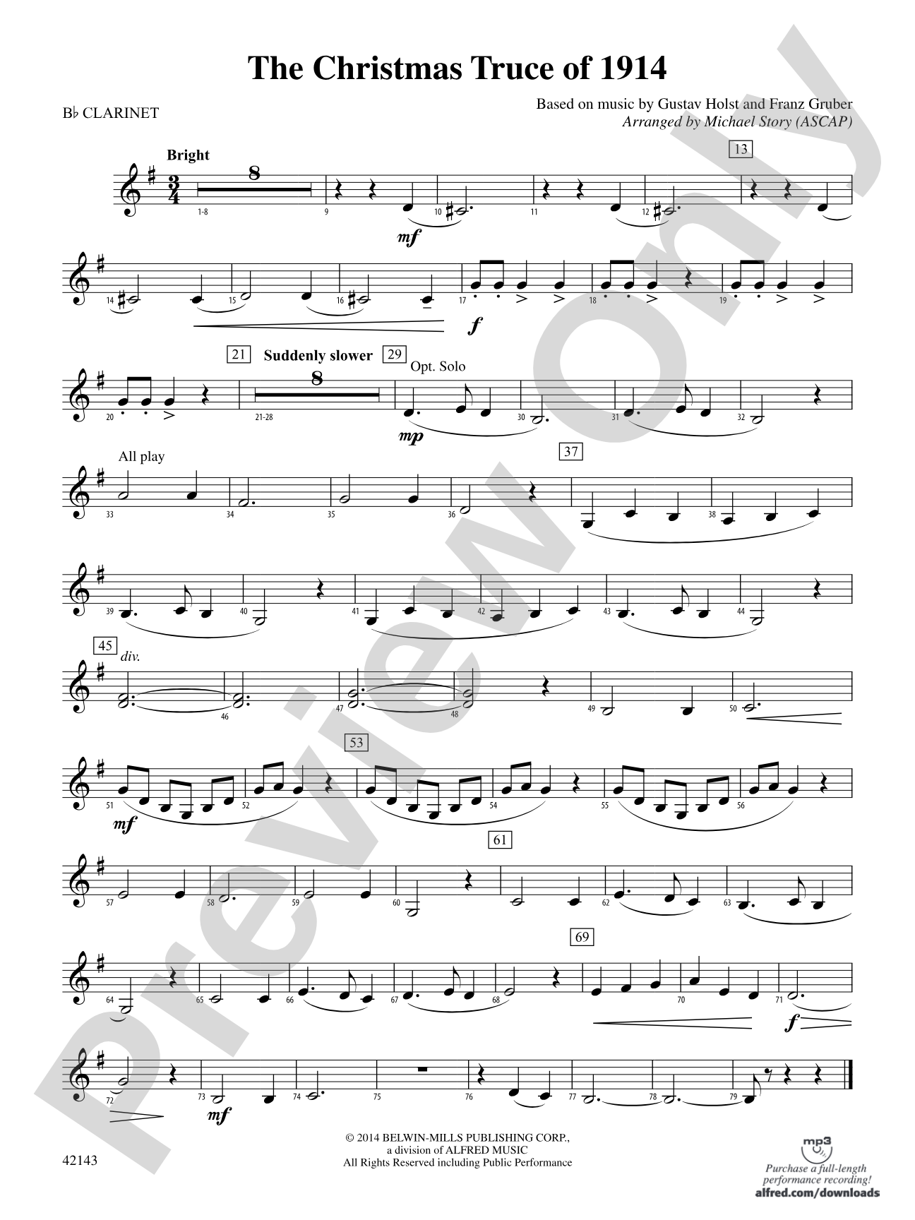 The Christmas Truce of 1914: 1st B-flat Clarinet