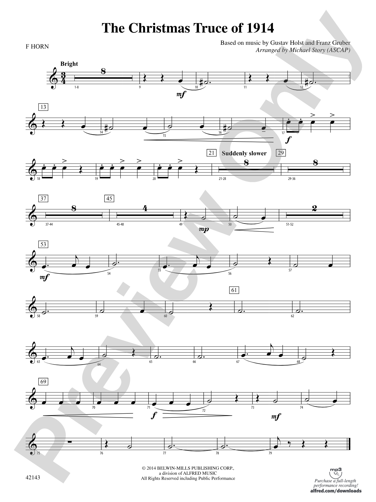 The Christmas Truce of 1914: 1st F Horn