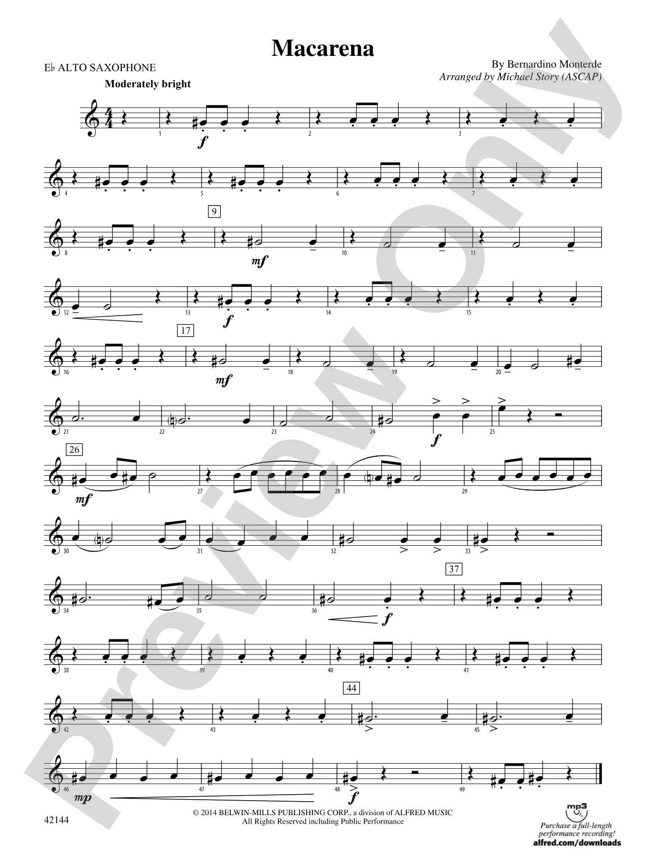 Macarena: E-flat Alto Saxophone