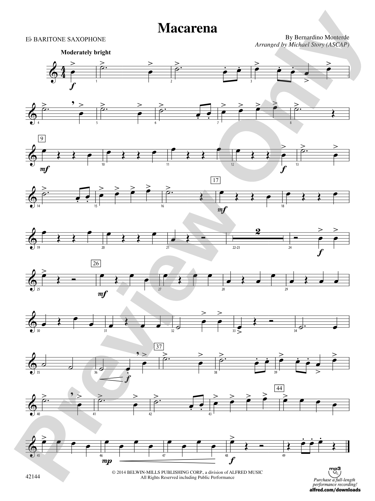 Macarena: E-flat Baritone Saxophone