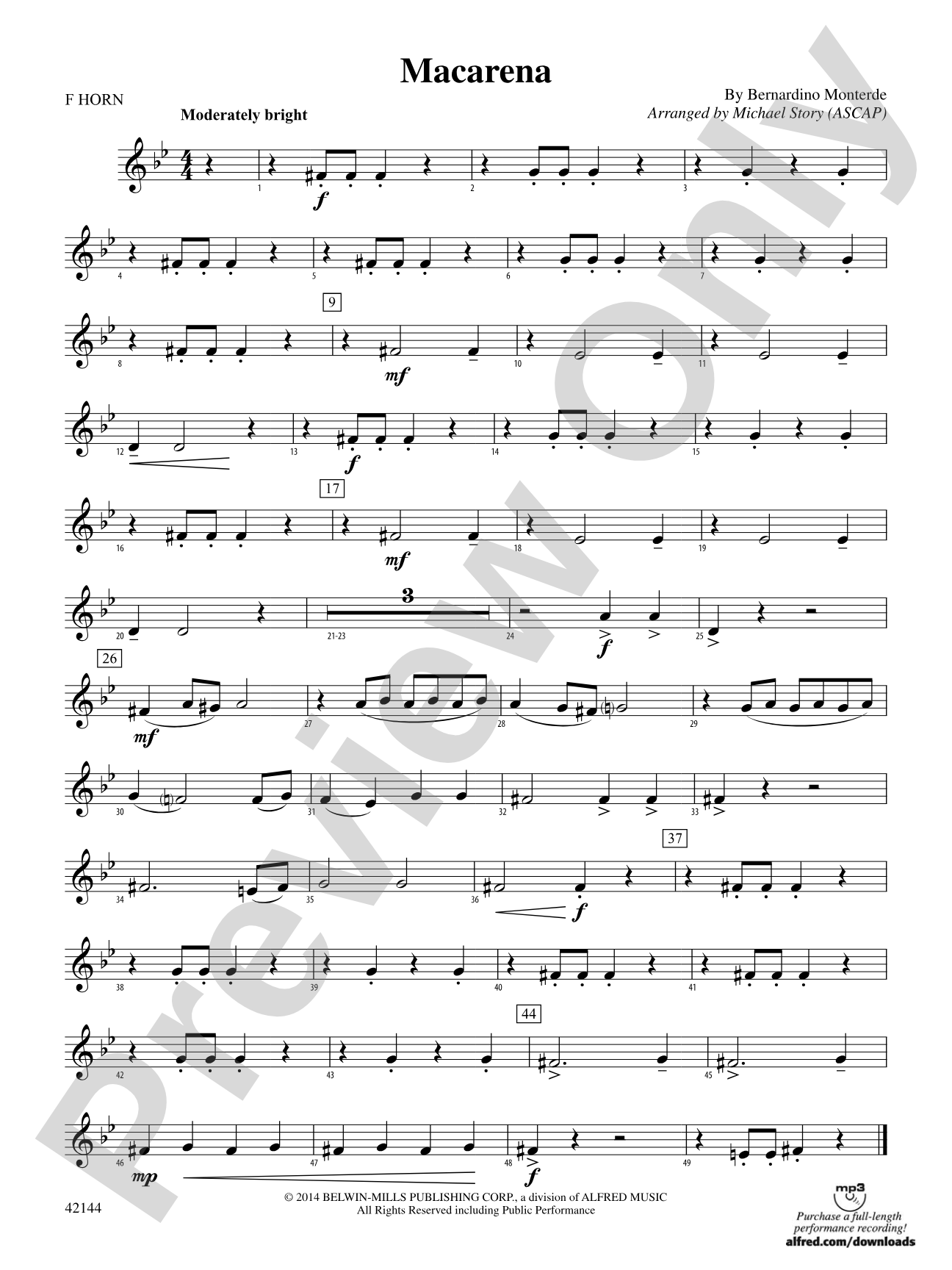 Macarena: 1st F Horn