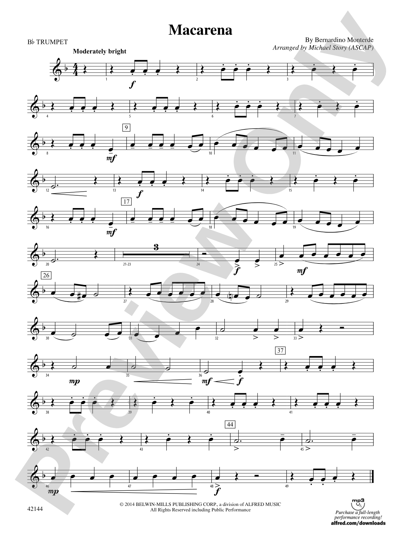 Macarena: 1st B-flat Trumpet