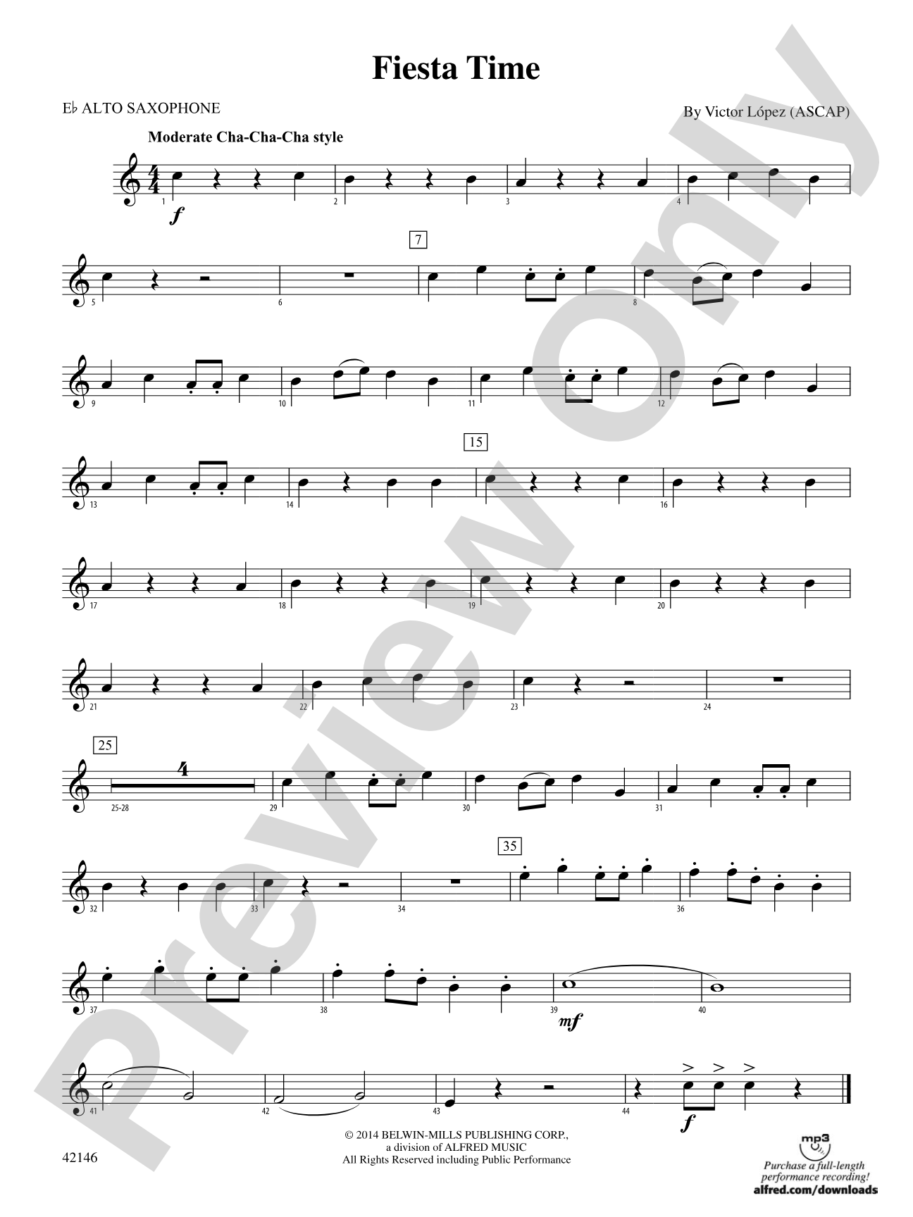 Fiesta Time: E-flat Alto Saxophone