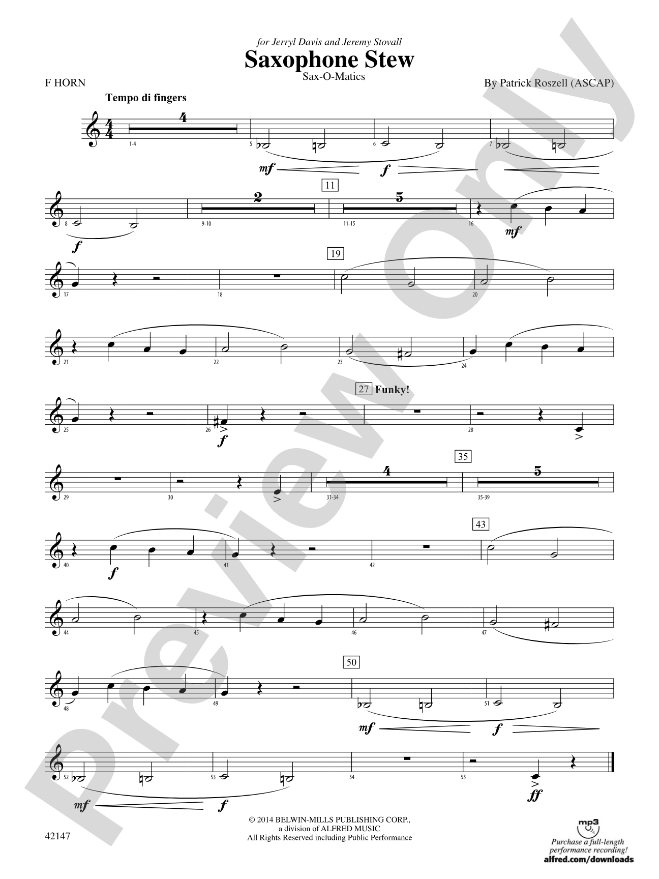 Saxophone Stew: 1st F Horn