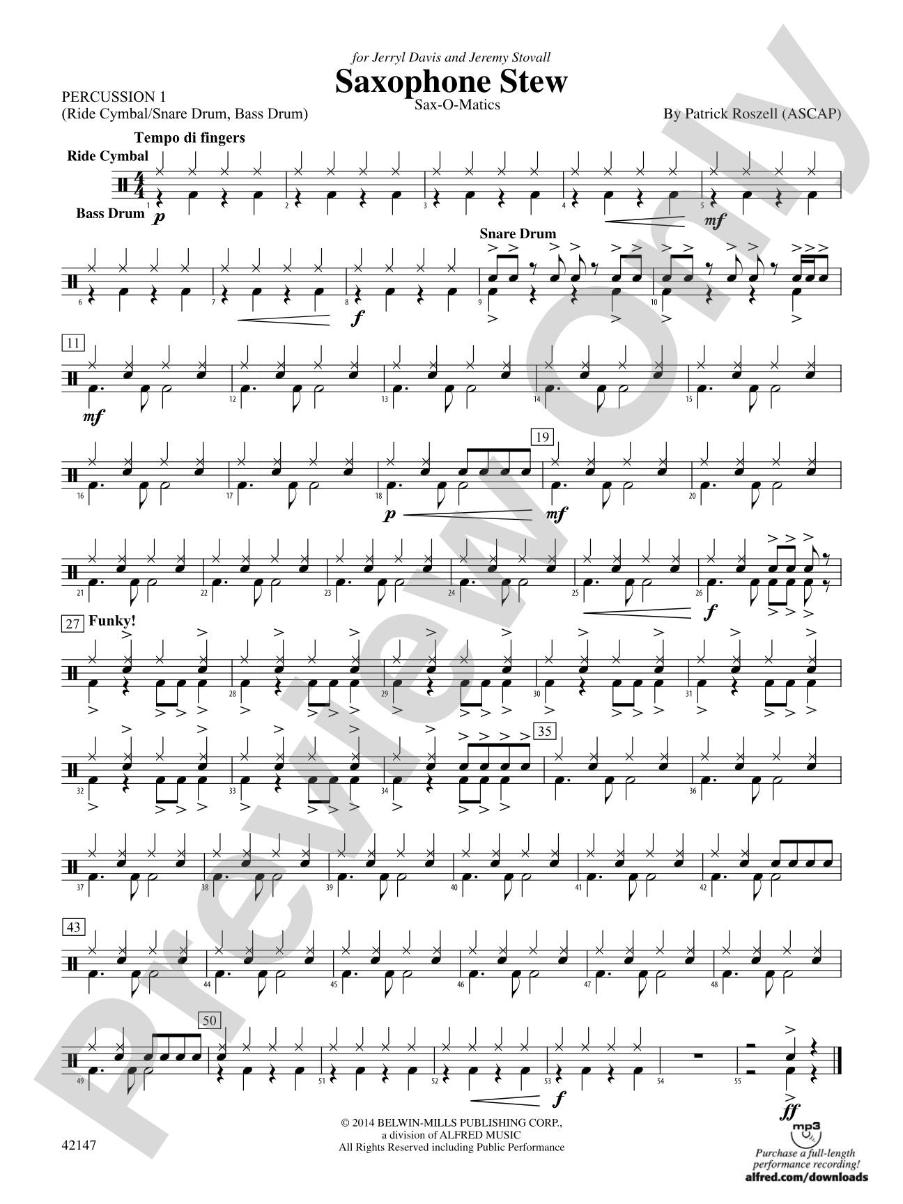 Saxophone Stew: 1st Percussion