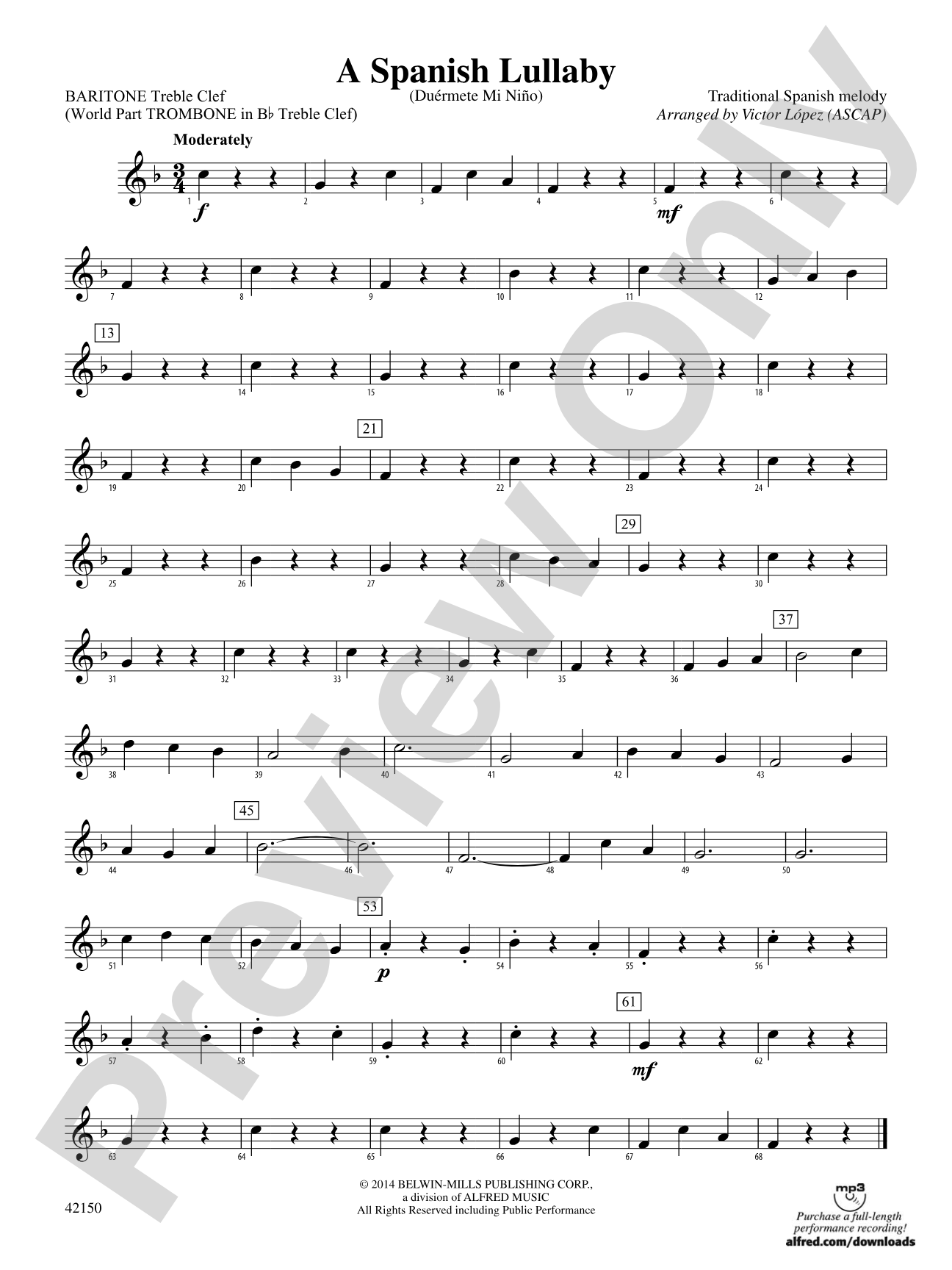 A Spanish Lullaby: Baritone T.C.