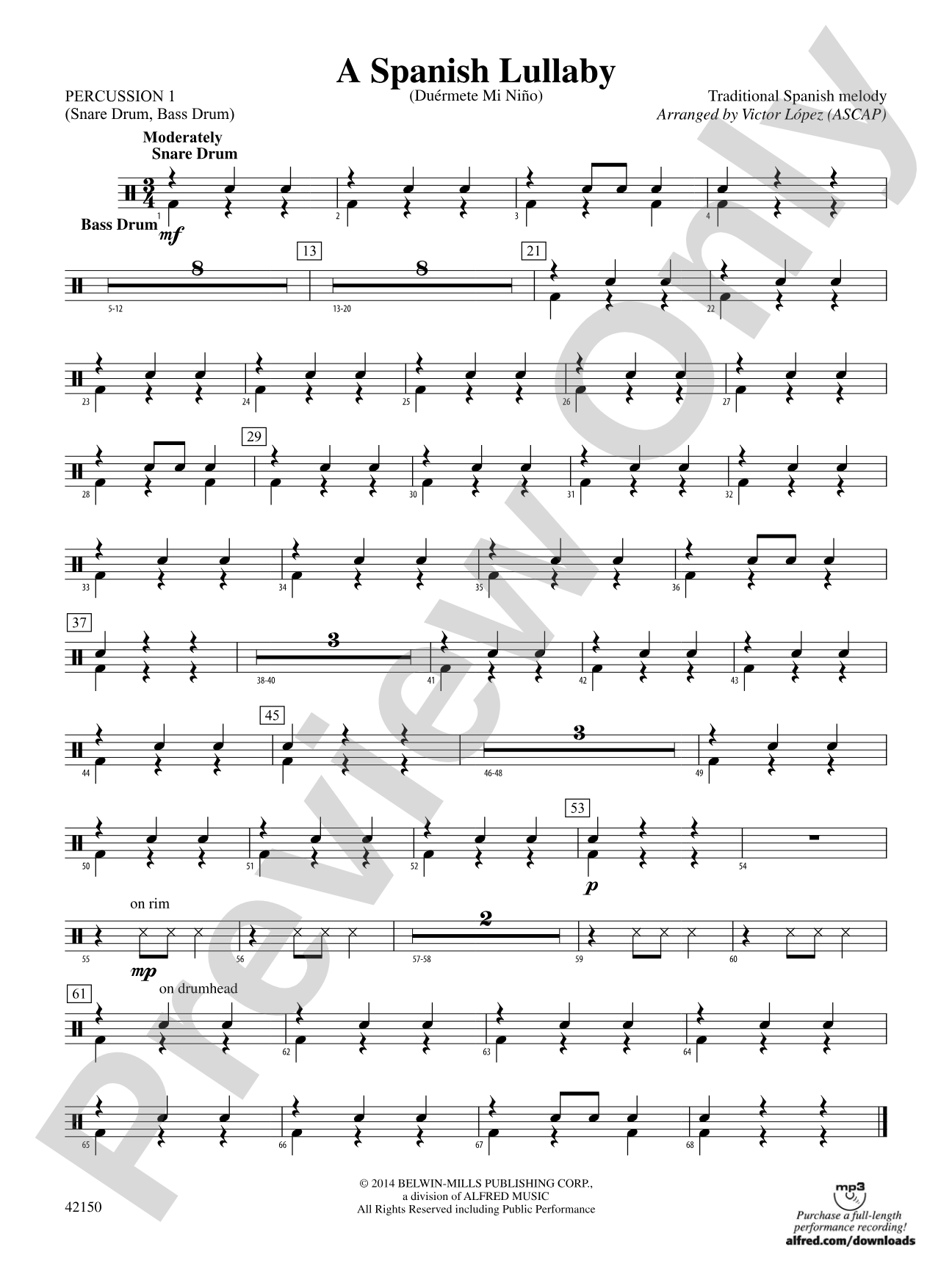 A Spanish Lullaby: 1st Percussion