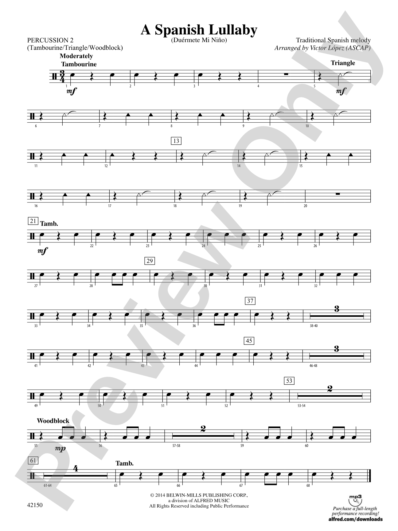 A Spanish Lullaby: 2nd Percussion