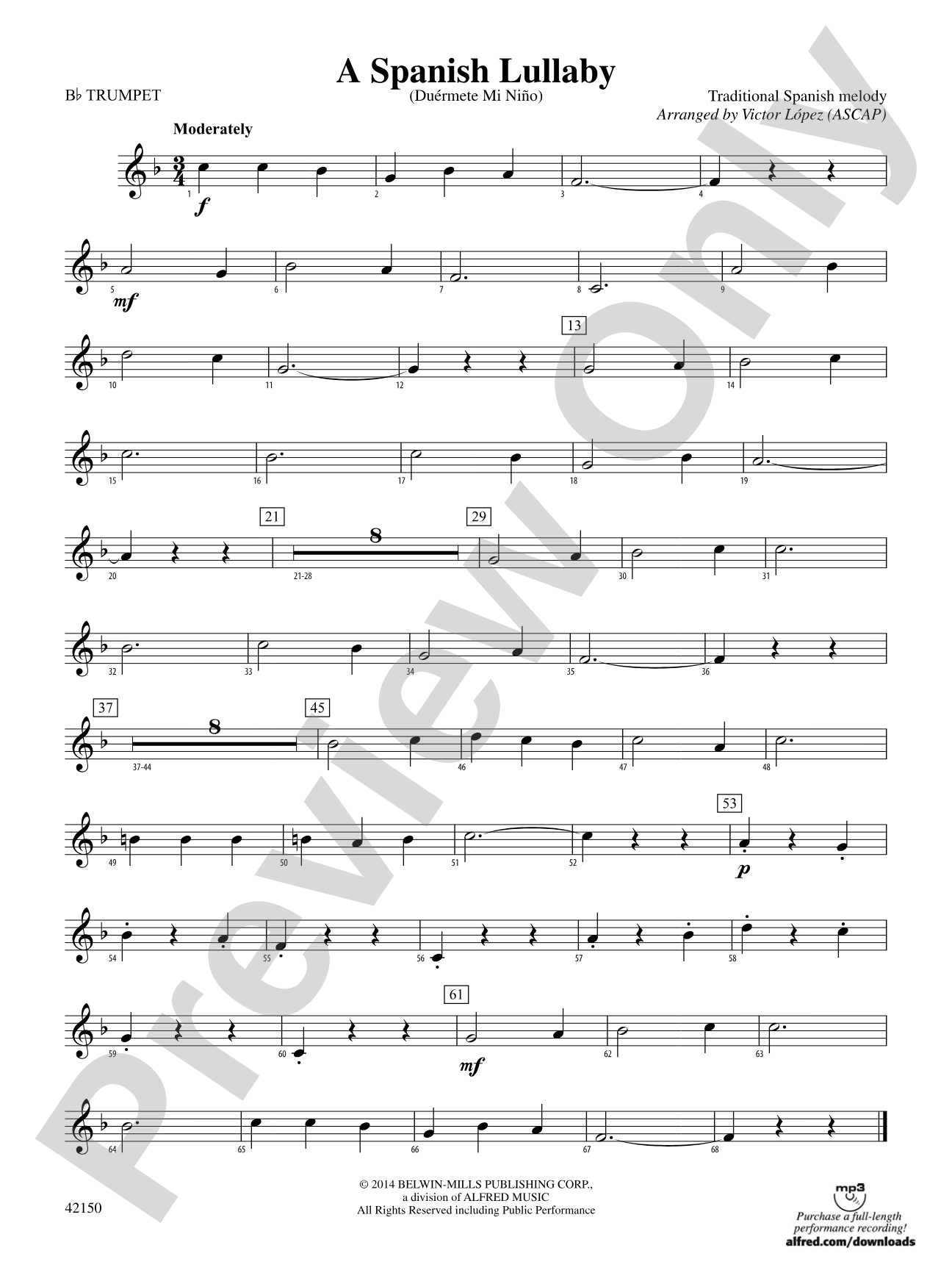 A Spanish Lullaby: 1st B-flat Trumpet
