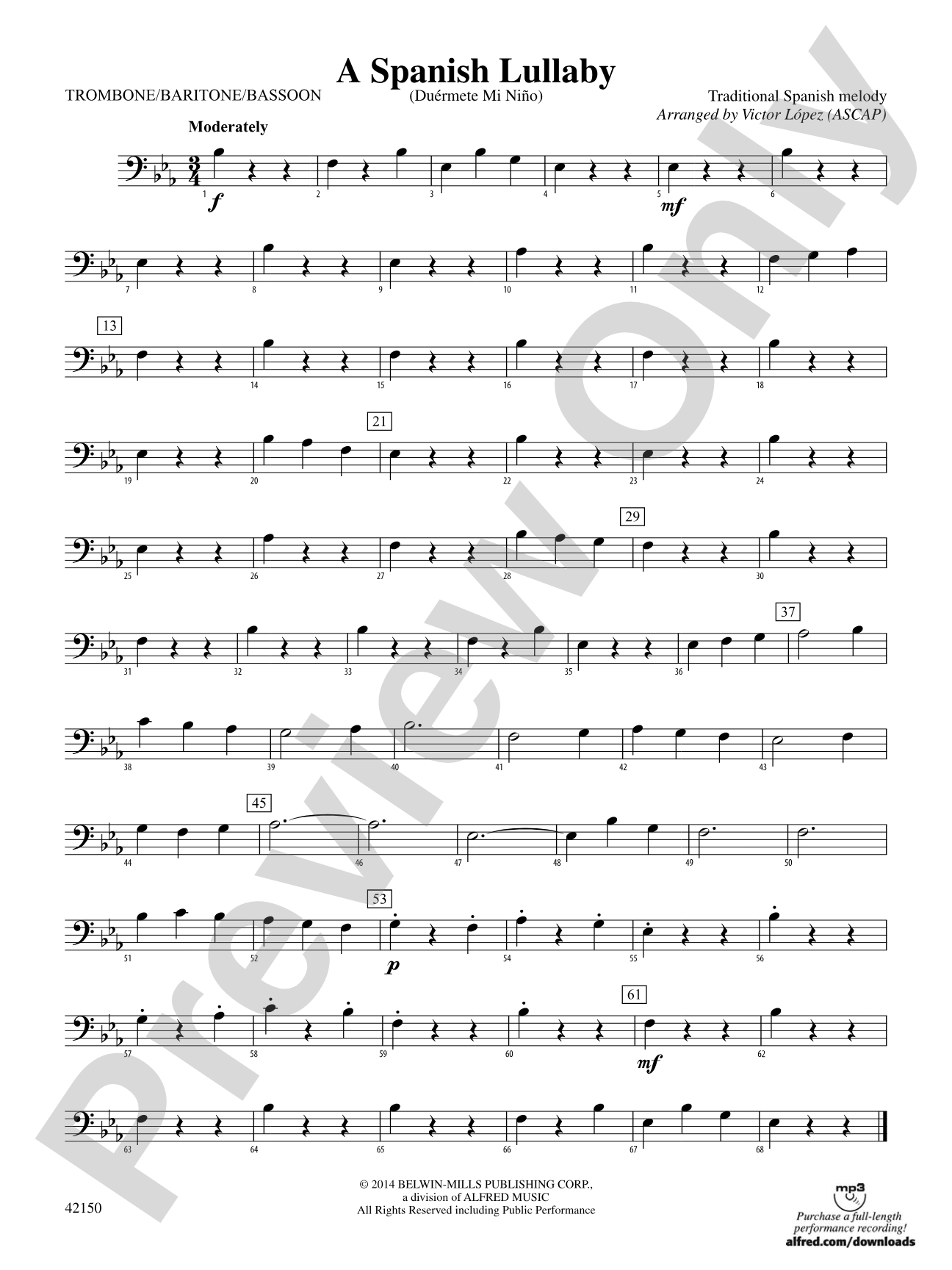 A Spanish Lullaby: 1st Trombone