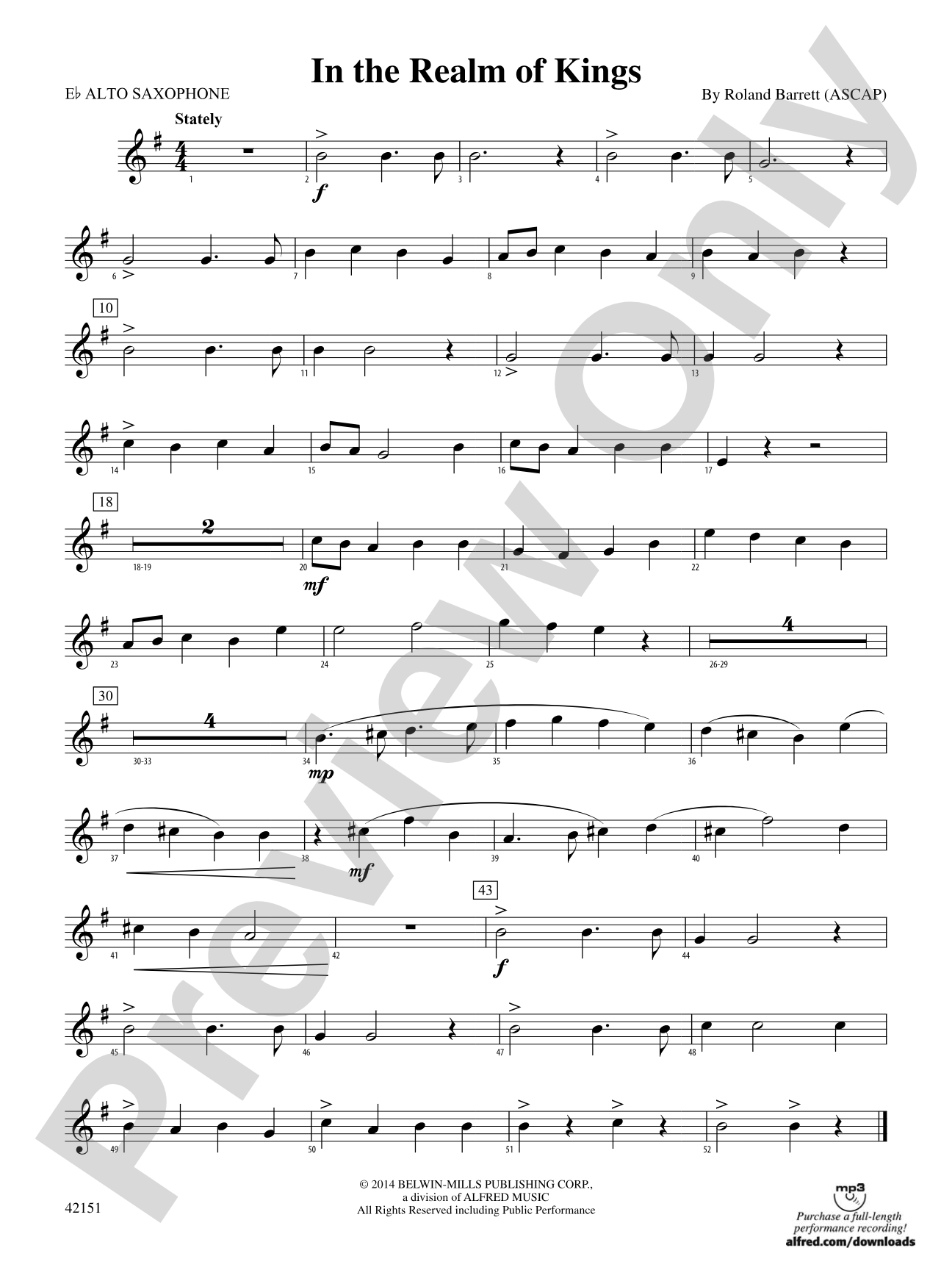 In the Realm of Kings: E-flat Alto Saxophone