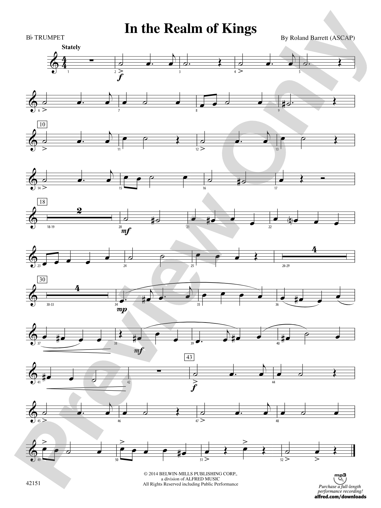 In the Realm of Kings: 1st B-flat Trumpet