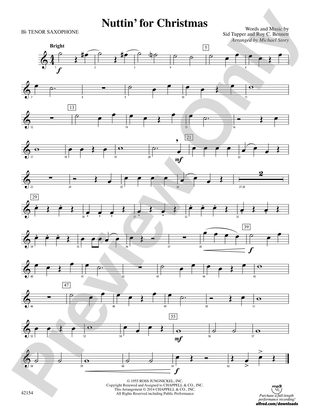 Nuttin' for Christmas: B-flat Tenor Saxophone