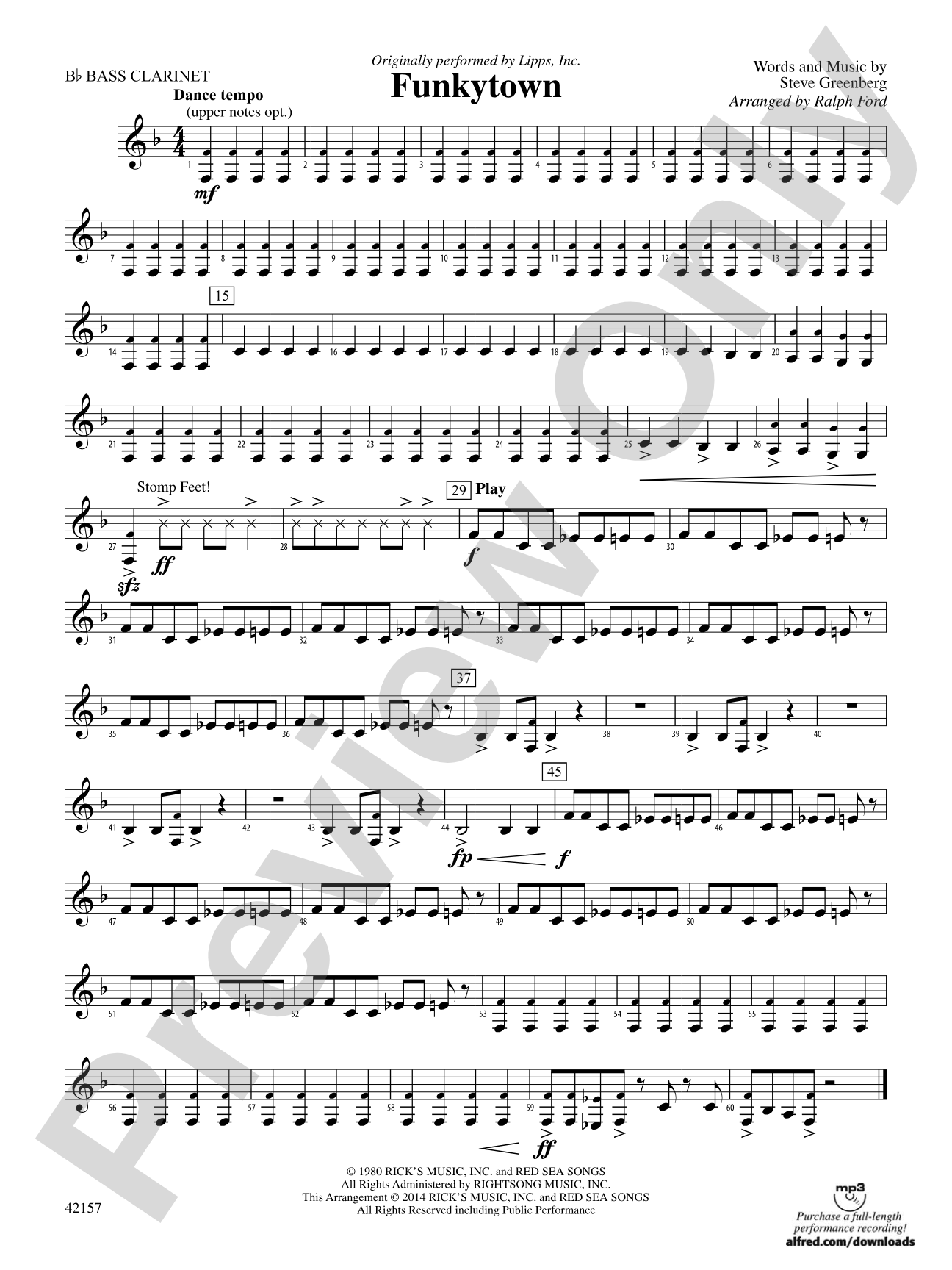 Funkytown: B-flat Bass Clarinet