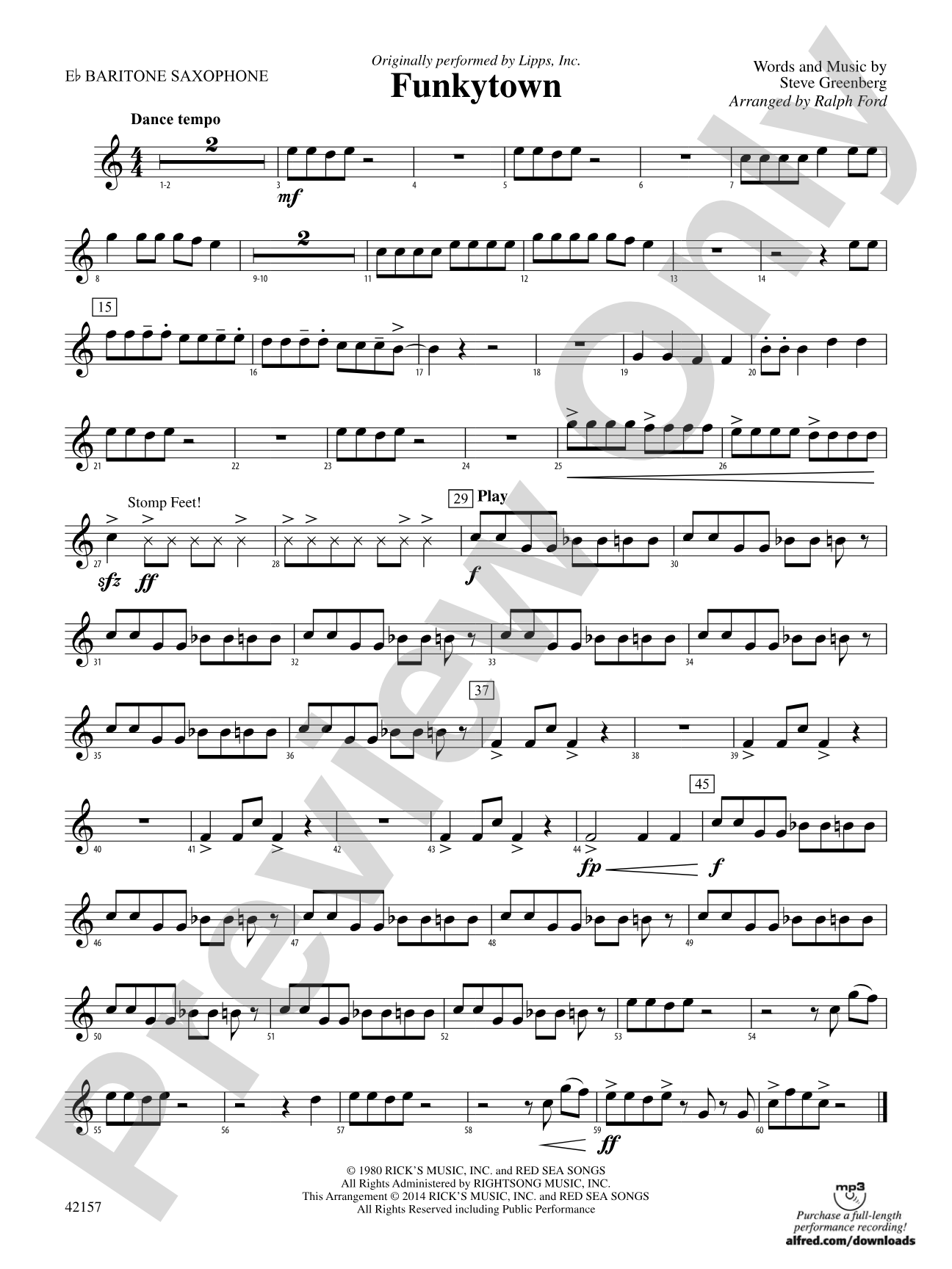 Funkytown: E-flat Baritone Saxophone