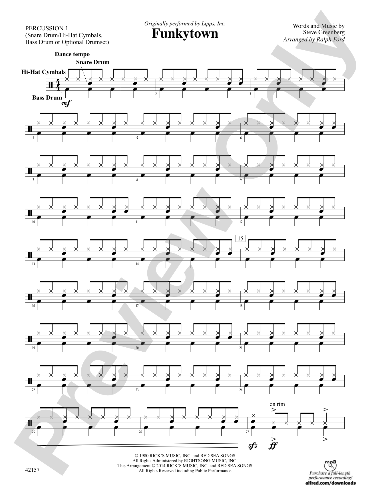 Funkytown: 1st Percussion