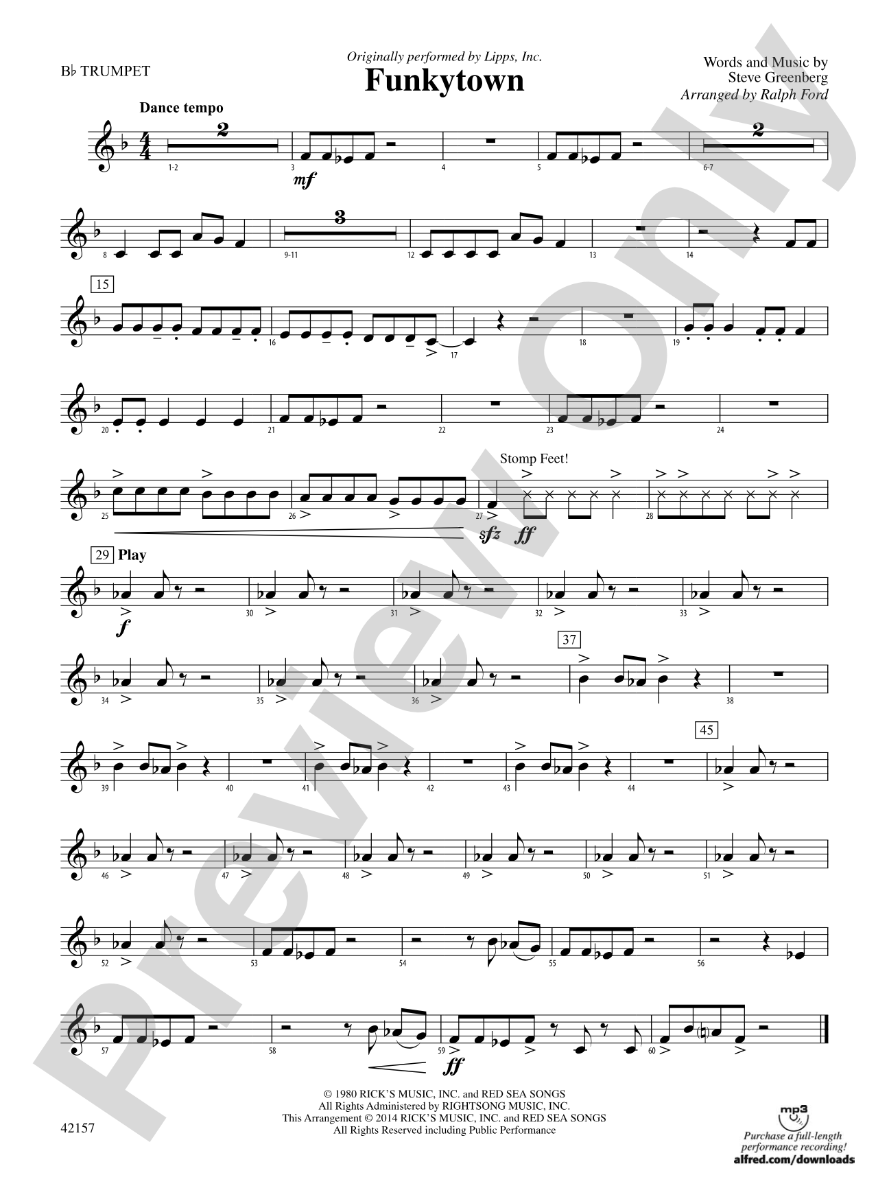 Funkytown: 1st B-flat Trumpet