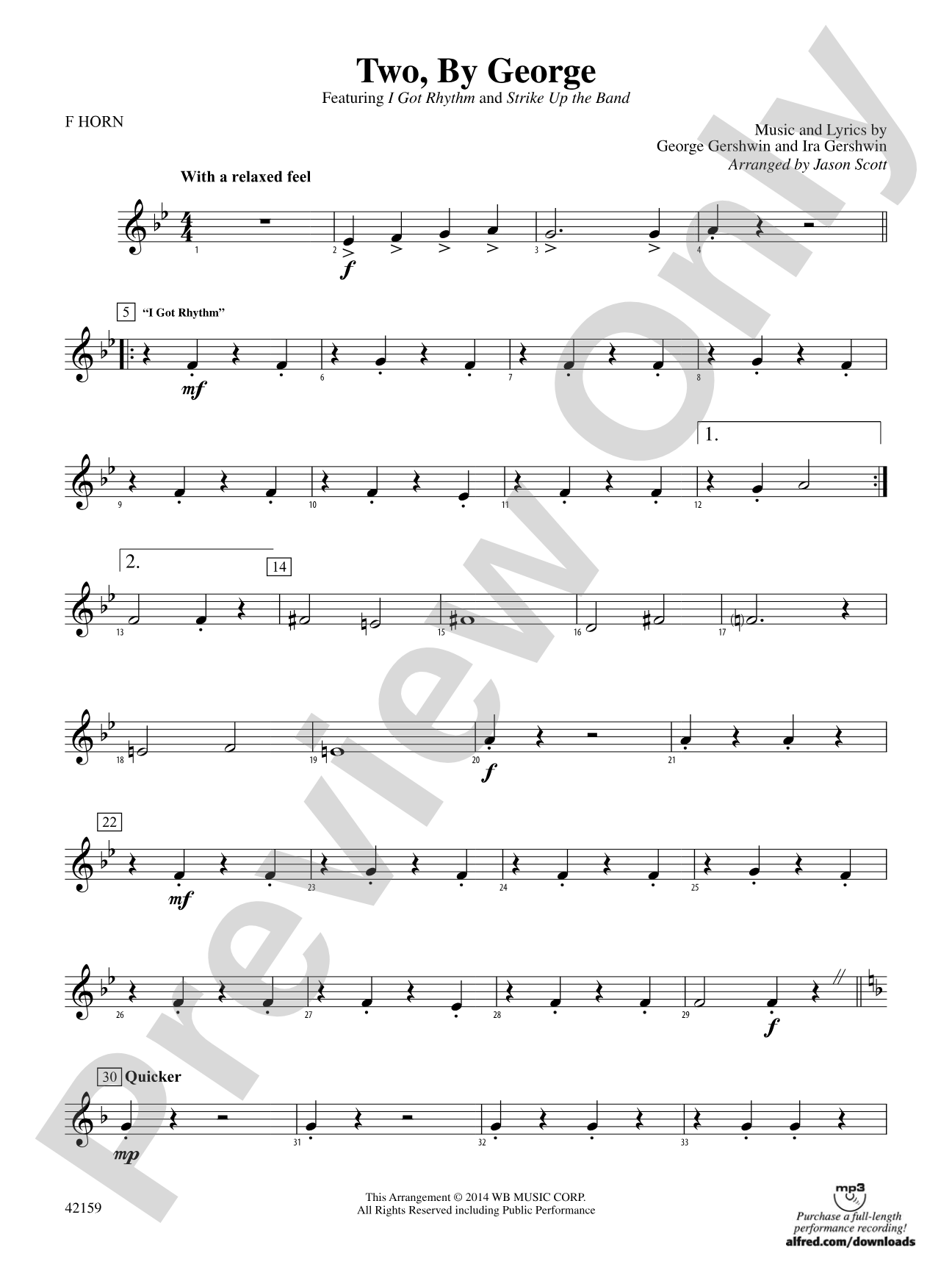 Two, by George: 1st F Horn